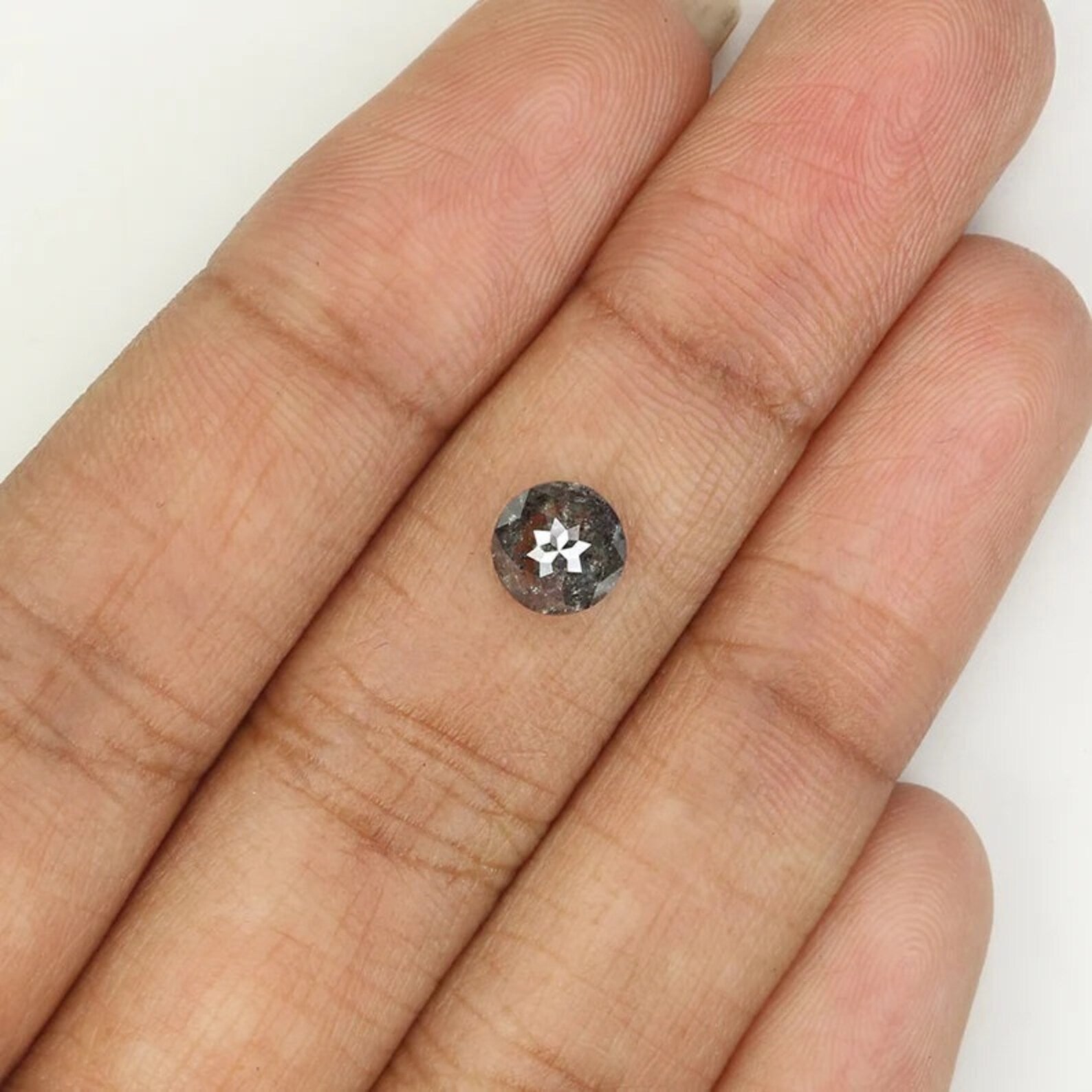 0.91 CT Natural Loose Round Cut Diamond Salt And Pepper Diamond 6.10 MM Natural Loose Diamond Black Grey Color Round Rose Cut Diamond NQ1552