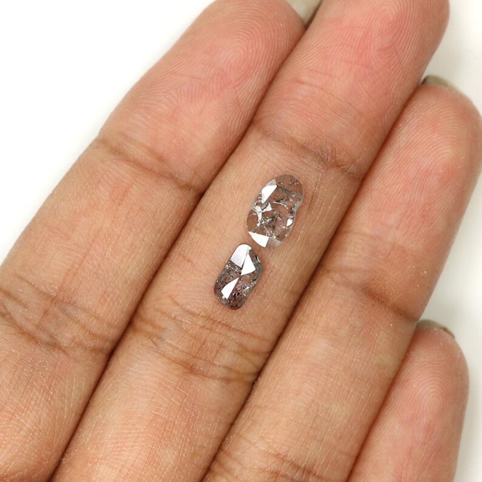0.94 CT Natural Loose Slice Shape Diamond Salt And Pepper Slice Cut Diamond 7.05 MM Natural Black Grey Color Slice Rose Cut Diamond NQ1632