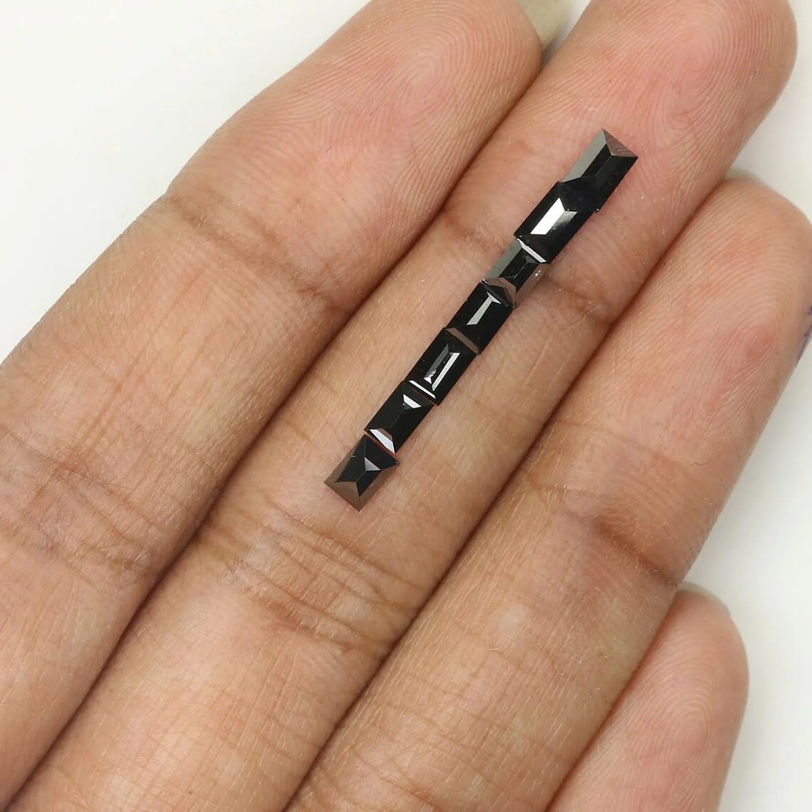 1.27 CT Natural Loose Baguette Shape Diamond Black Color Baguette Cut Diamond 3.45 MM Natural Black Color Baguette Rose Cut Diamond QN1358