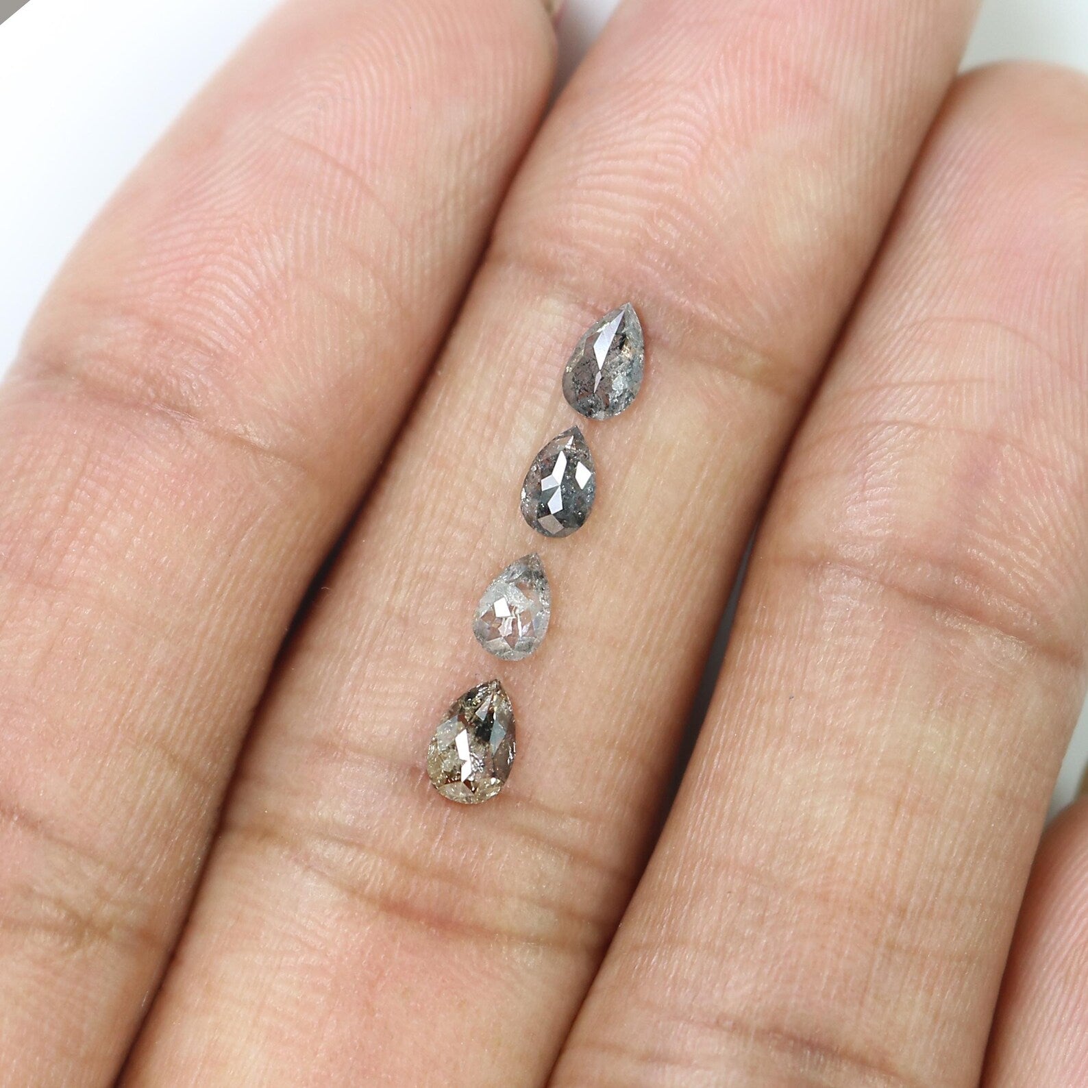 0.66 CT Natural Loose Pear Shape Diamond Salt And Pepper Pear Diamond 4.95 MM Natural Loose Black Grey Color Pear Rose Cut Diamond NQ2268