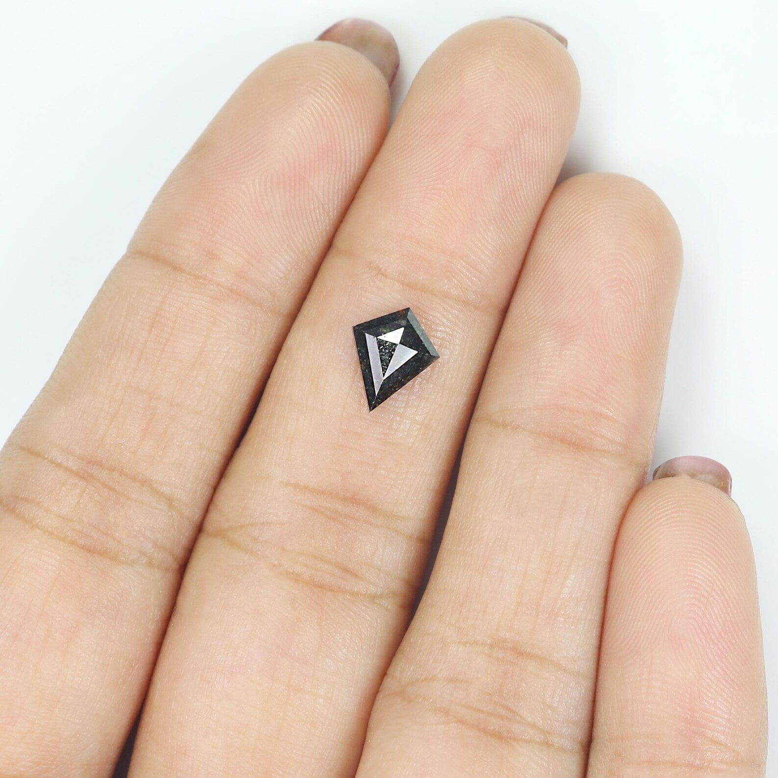 0.82 CT Natural Loose Kite Shape Diamond Salt And Pepper Kite Diamond 8.35 MM Natural Black Grey Color Diamond Kite Rose Cut Diamond N2599