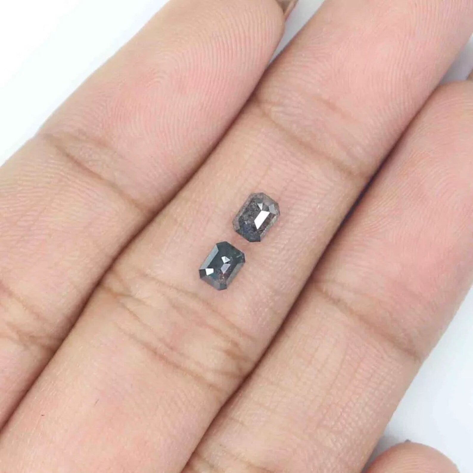 0.49 CT Natural Loose Emerald Pair Shape Diamond Salt And Pepper Emerald Diamond 4.00 MM Black Grey Color Emerald Rose Cut Diamond QN2150