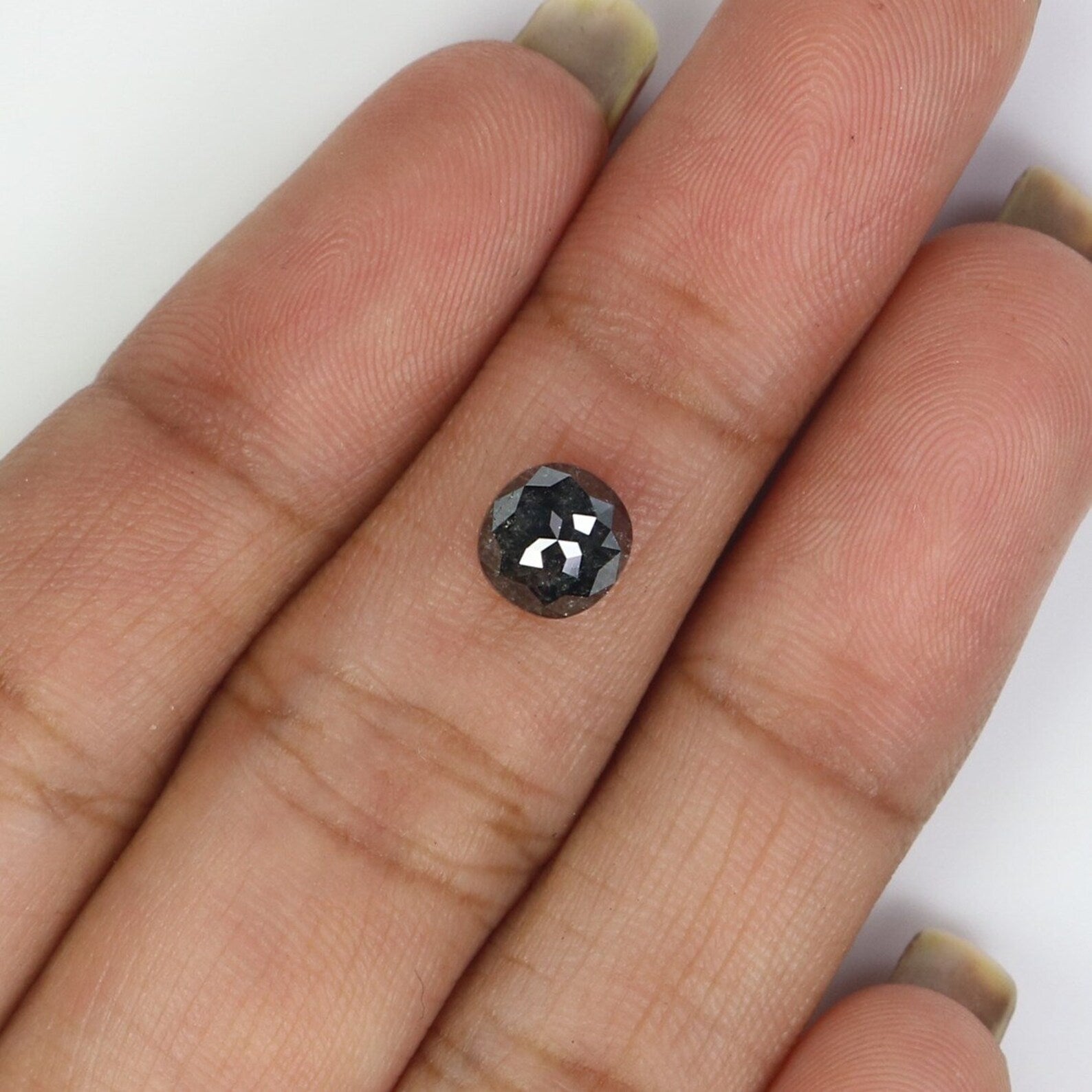 1.50 CT Natural Loose Cushion Diamond Salt And Pepper Diamond 6.35 MM Natural Loose Diamond Cushion Rose Cut Diamond Cushion Diamond NQ2388