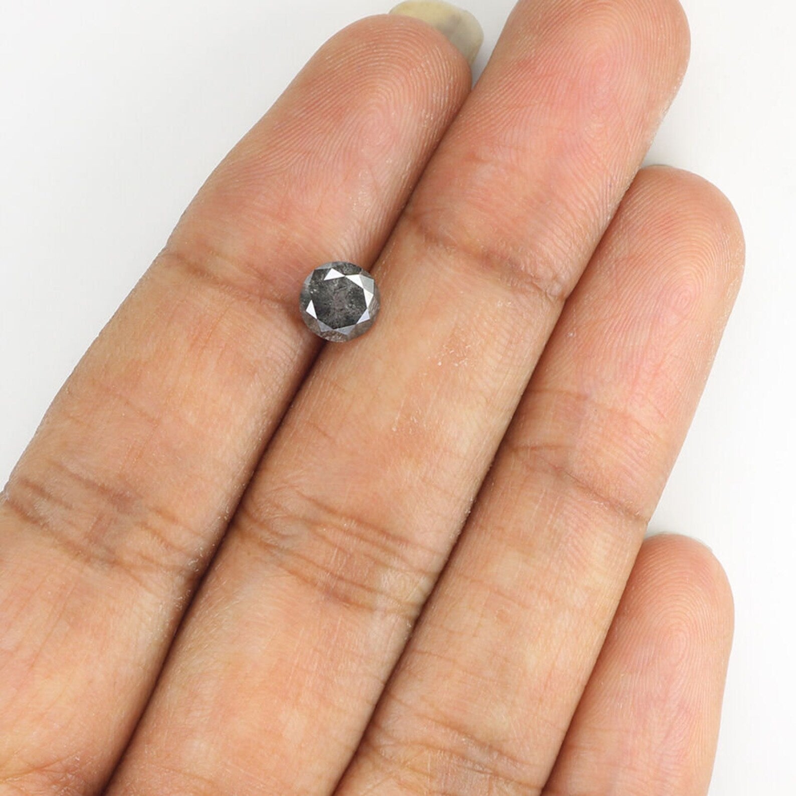 0.93 Ct Natural Loose Round Brilliant Cut Diamond Salt And Pepper Round Diamond 5.80 MM Natural Black Grey Color Round Shape Diamond NQ9357