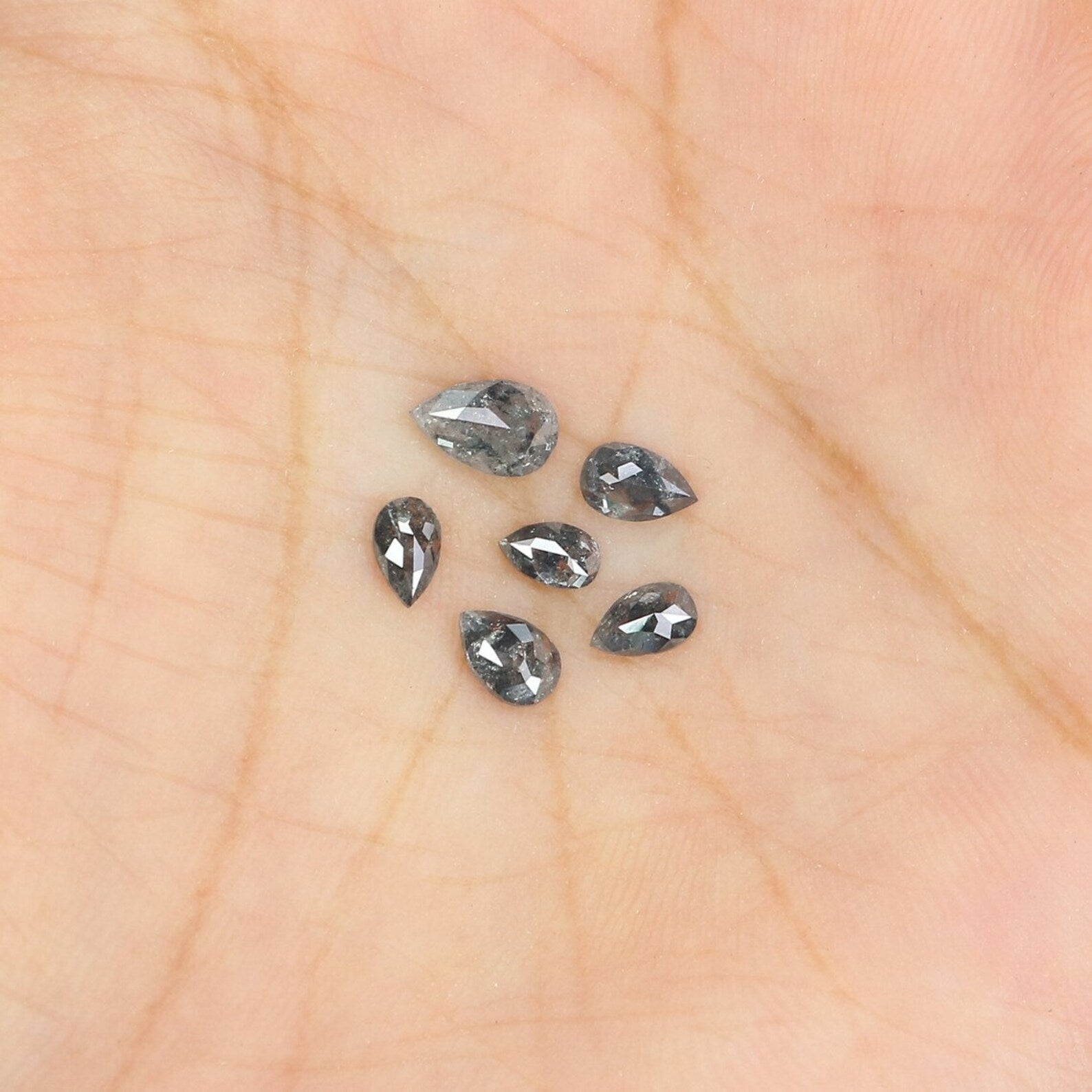 0.98 Ct Natural Loose Pear Shape Diamond Salt And Pepper Pear Diamond 5.60 MM Natural Diamond Black Grey Color Pear Rose Cut Diamond NQ2426
