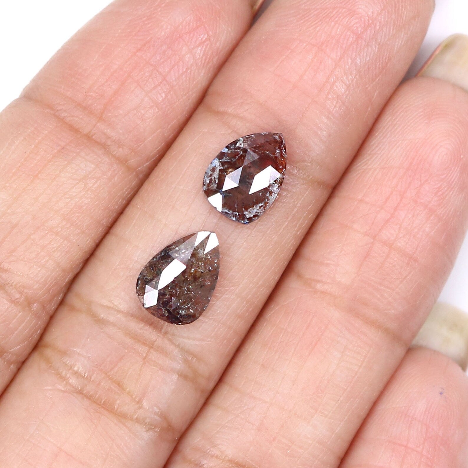 2.20 CT Natural Loose Pear Shape Pair Diamond Brown Color Pear Cut Diamond 8.80 MM Natural Loose Diamond Pear Pair Rose Cut Diamond KDN8217