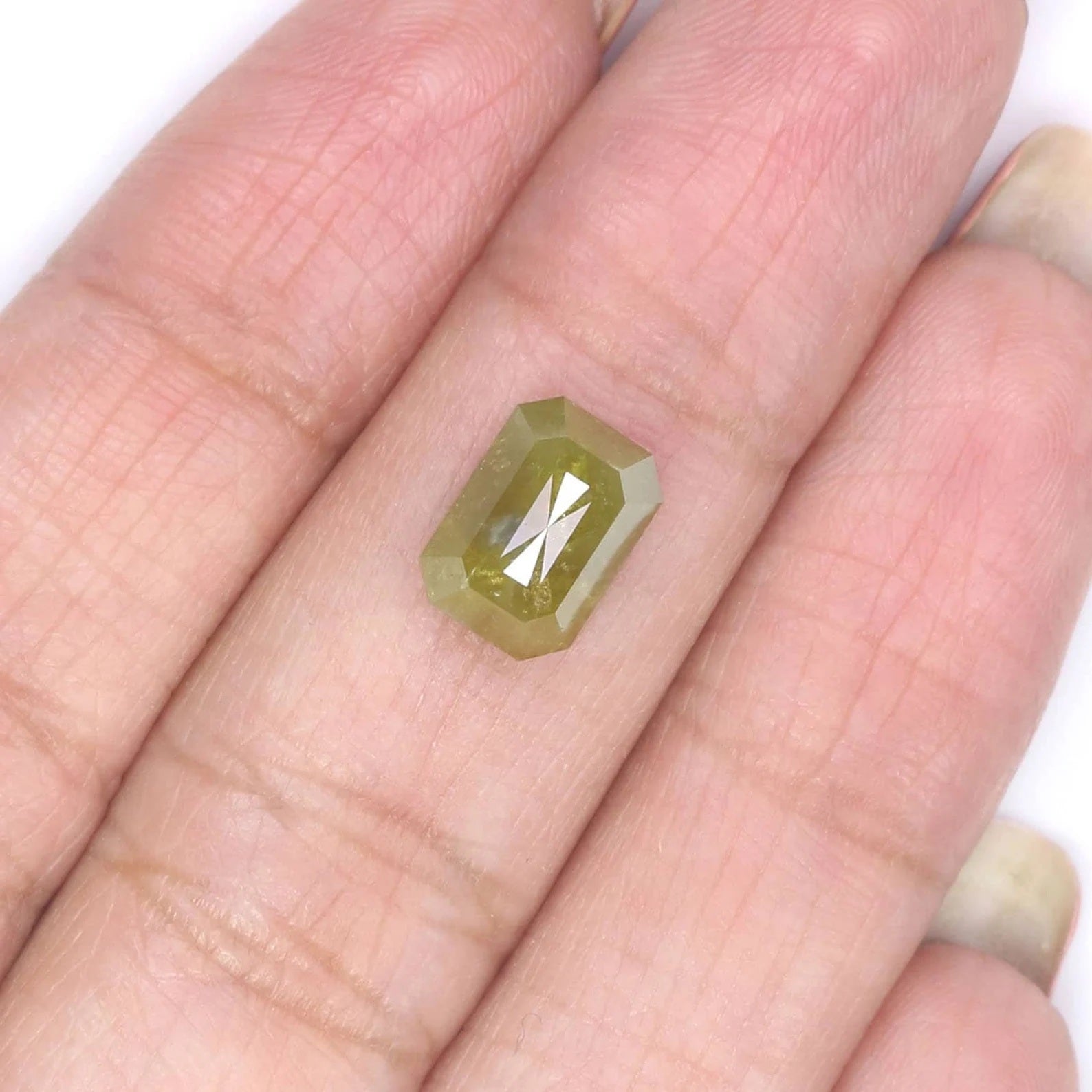 2.77 CT Natural Loose Emerald Shape Diamond Yellow Color Emerald Cut Diamond 8.90 MM Natural Loose Emerald Shape Rose Cut Diamond QN153