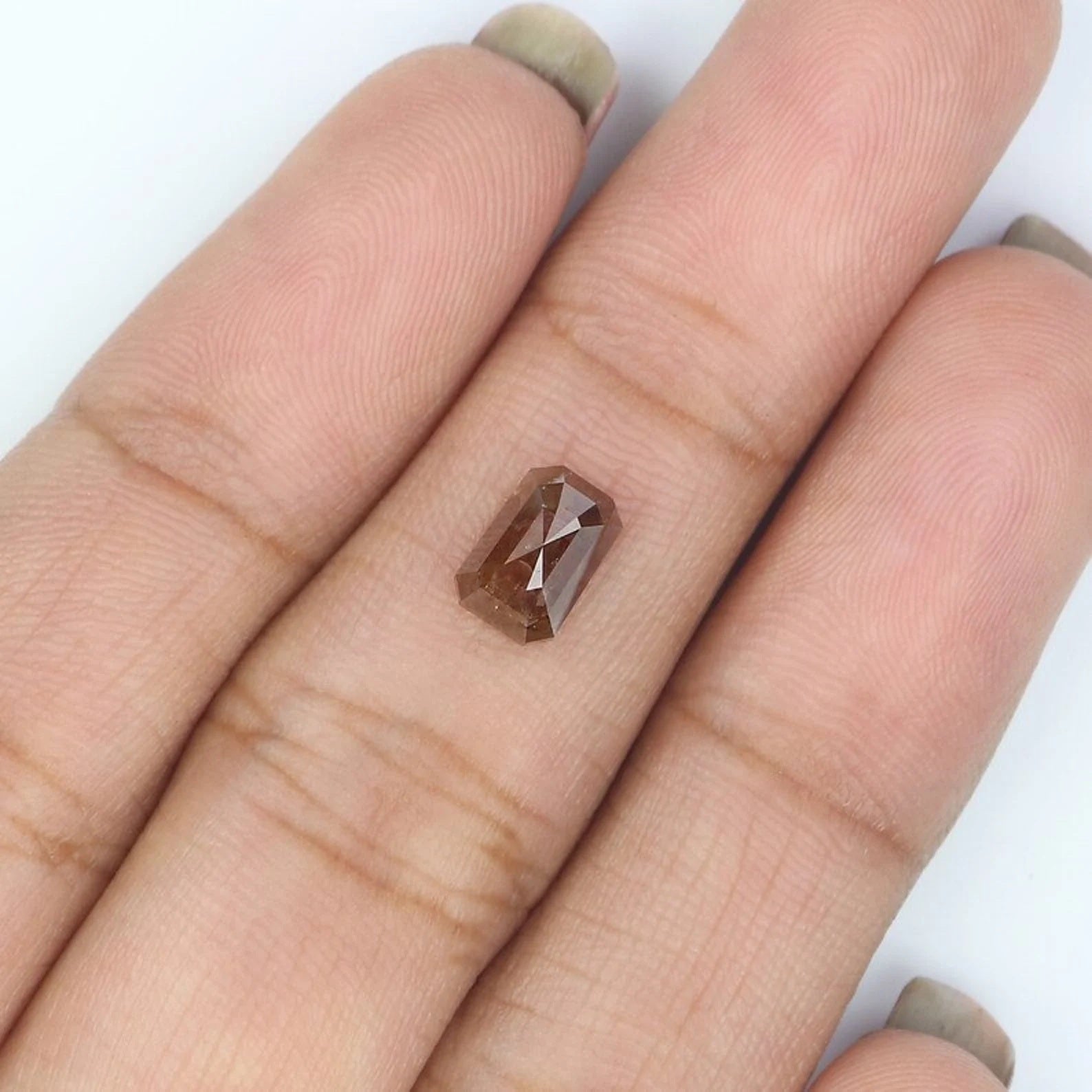 1.08 CT Natural Loose Emerald Shape Diamond Brown Color Emerald Diamond 6.85 MM Natural Diamond Brown Color Emerald Rose Cut Diamond NQ479