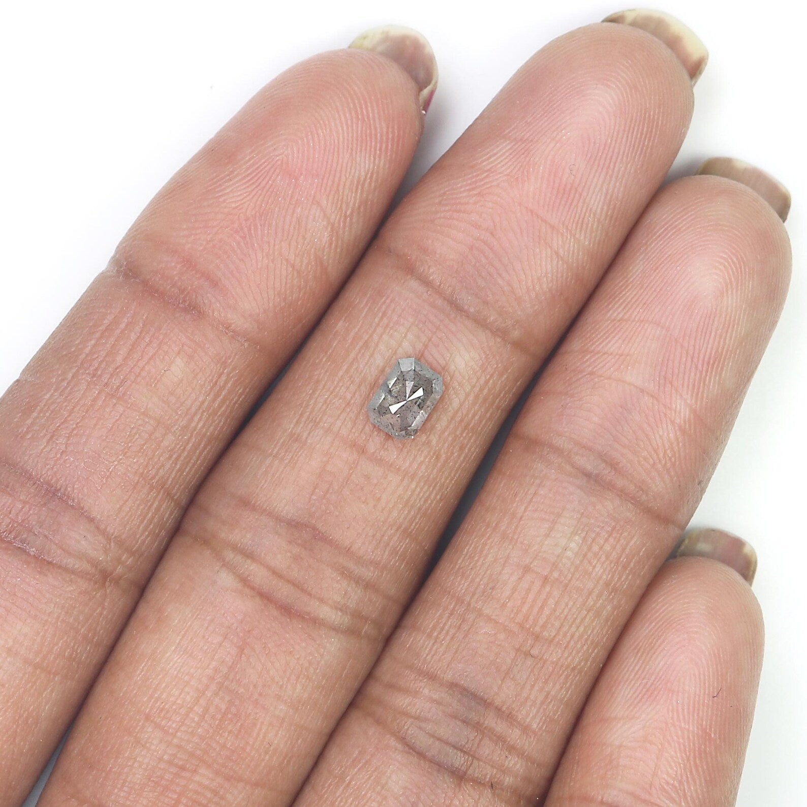 0.52 CT Natural Loose Emerald Shape Diamond Grey Color Emerald Diamond 5.40 MM Natural Diamond Grey Color Emerald Rose Cut Diamond QN824