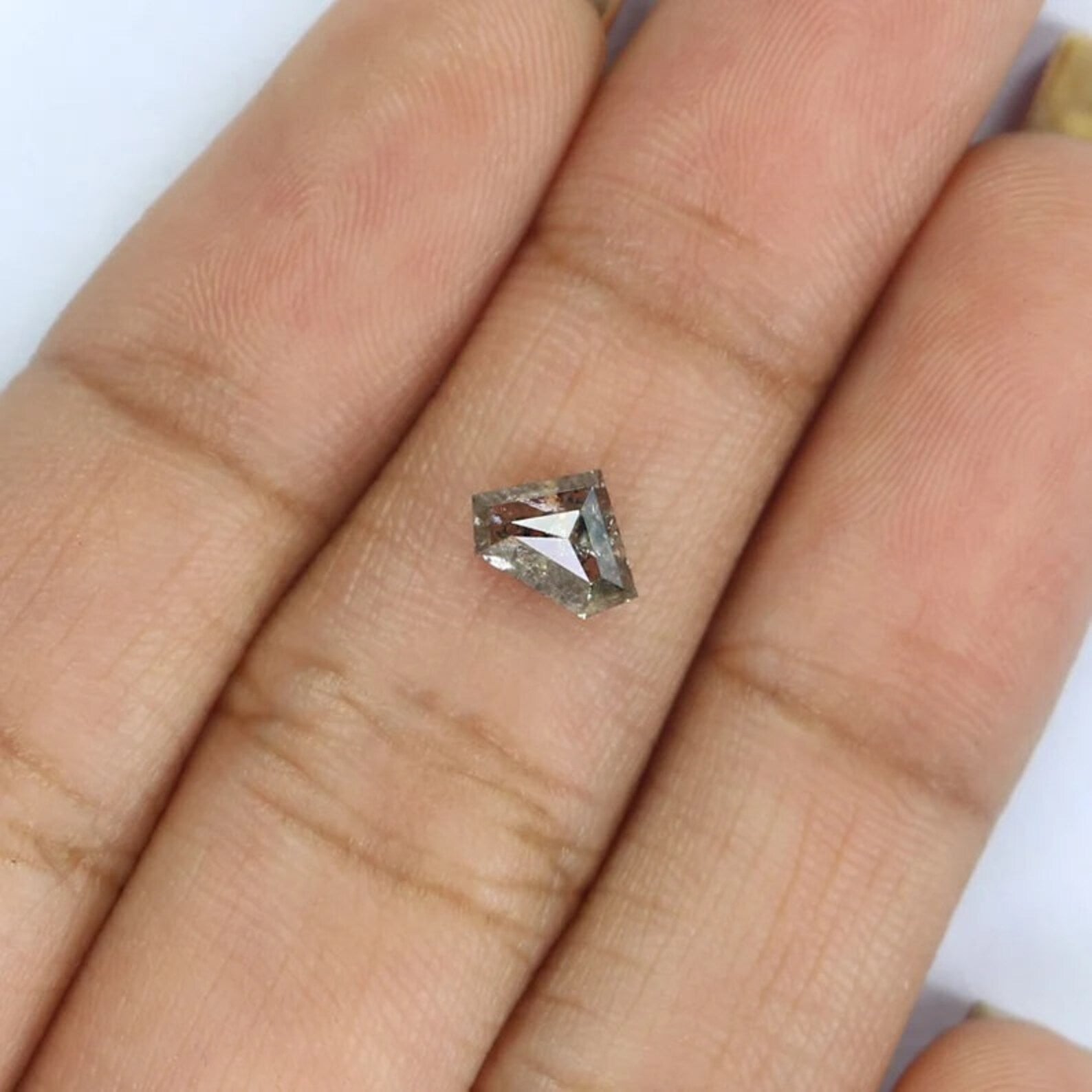 0.67 CT Natural Loose Shield Shape Diamond Salt And Pepper Shield Diamond 5.00 MM Natural Black Grey Color Shield Rose Cut Diamond NQ2159