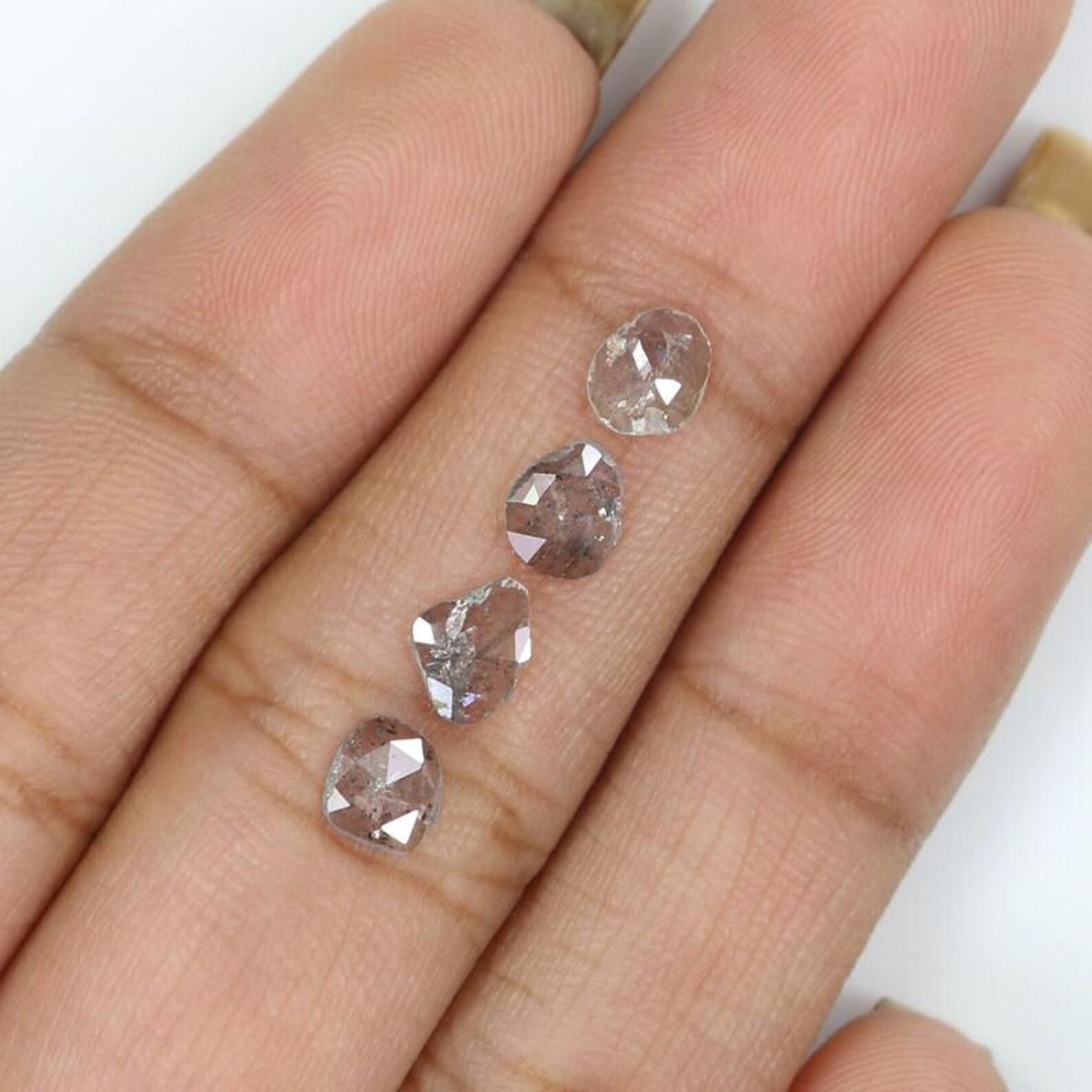 0.94 Ct Natural Loose Slice Shape Diamond Salt And Pepper Slice Cut Diamond 4.90 MM Natural Black Gray Color Slice Rose Cut Diamond NQ2147