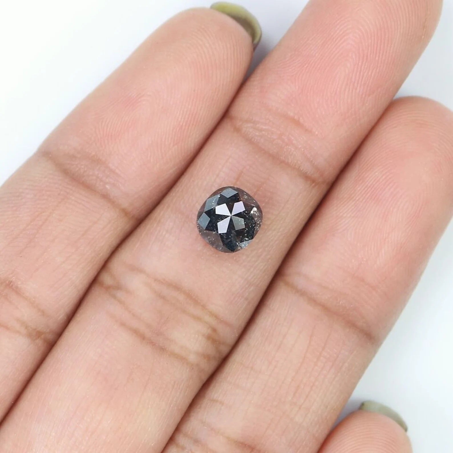 1.20 Ct Natural Loose Cushion Shape Diamond Salt And Pepper Cushion Diamond 6.30 MM Natural Loose Diamond Cushion Rose Cut Diamond QN918