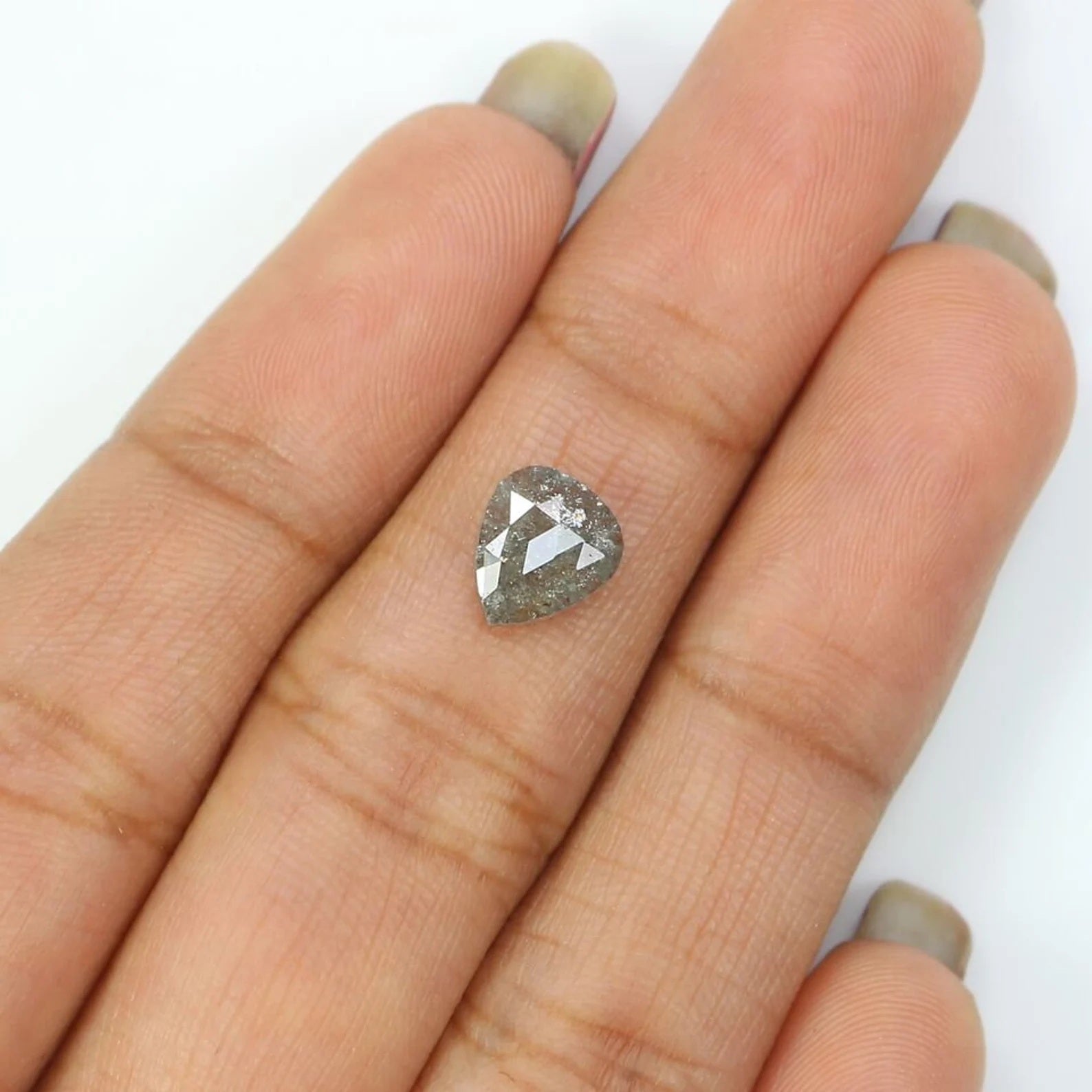 0.86 Ct Natural Loose Heart Shape Diamond Salt And Pepper Heart Cut Diamond 7.60 MM Natural Diamond Grey Color Heart Rose Cut Diamond NQ8437