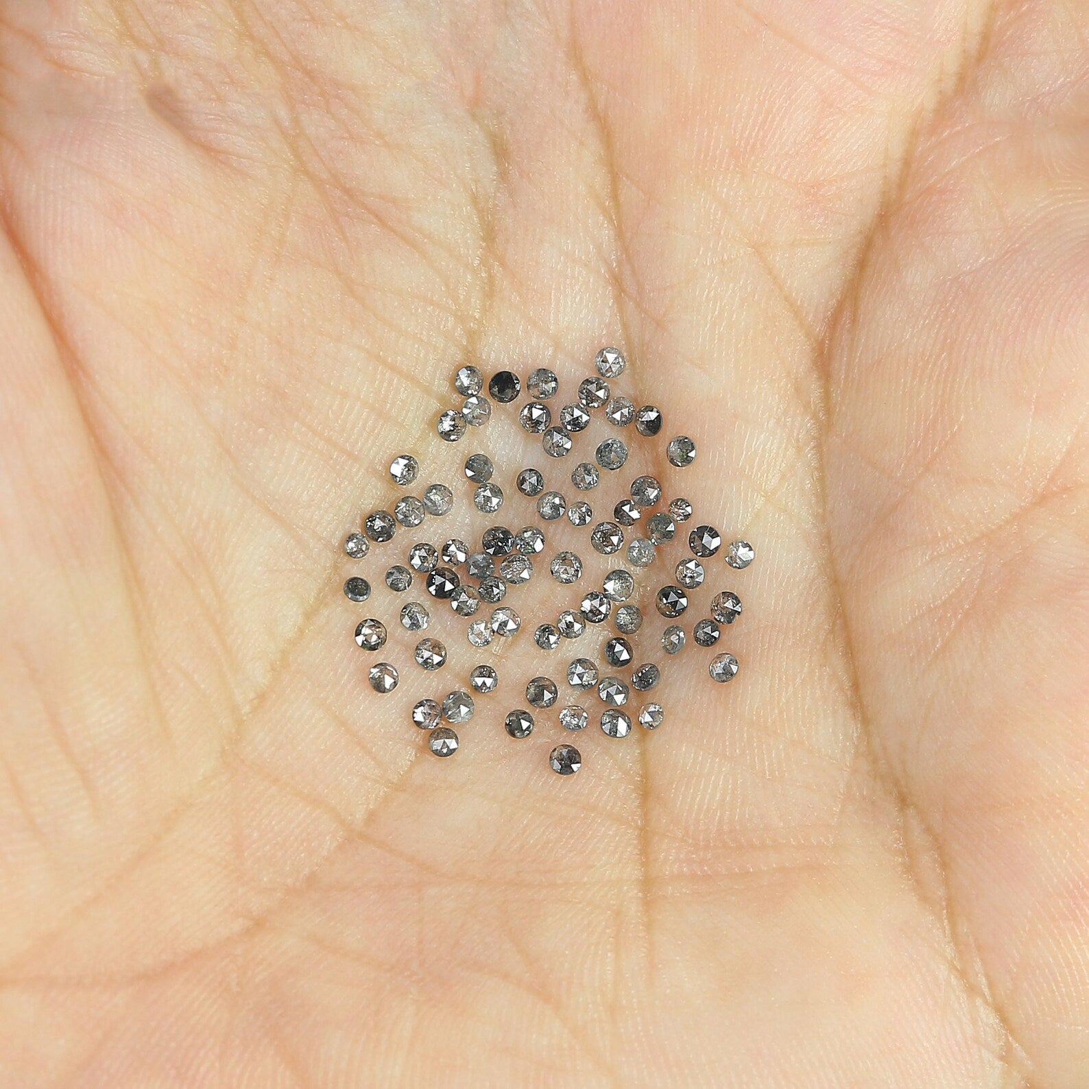 1.26 CT Natural Loose Round Shape Diamond Salt And Pepper Round Cut Diamond 1.30 MM Natural Black Grey Color Round Rose Cut Diamond NQ1832