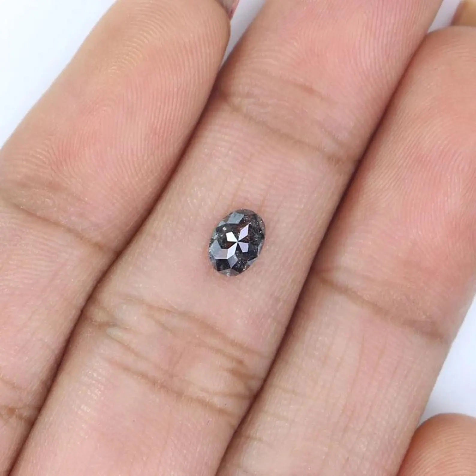 0.40 CT Natural Loose Oval Shape Diamond Salt And Pepper Oval Diamond 5.50 MM Natural Loose Black Grey Color Oval Rose Cut Diamond NQ2116