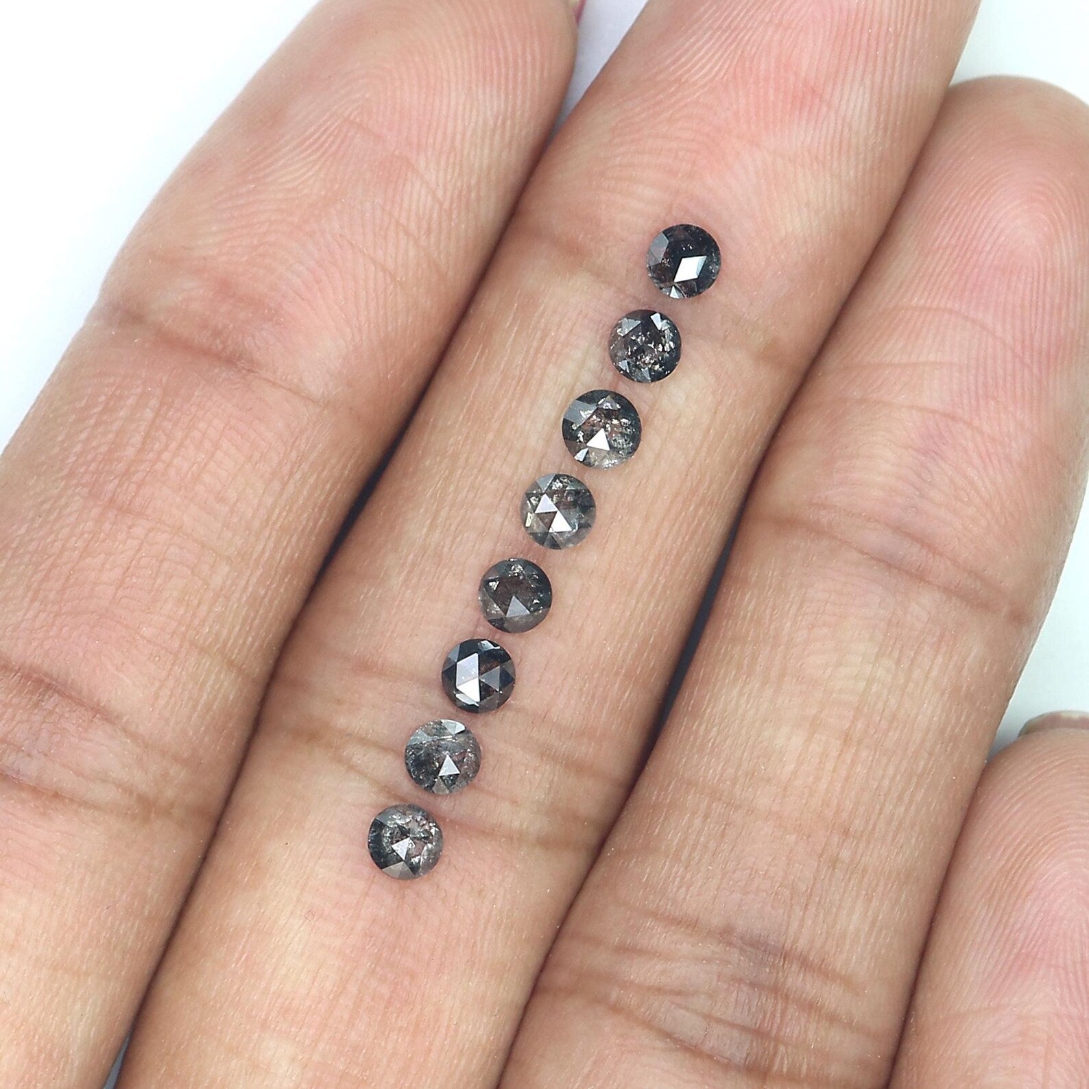 1.16 Ct Natural Loose Round Rose Cut Diamond Salt And Pepper Round Diamond 3.20 MM Natural Black Grey Color Round Rose Cut Diamond NQ1794