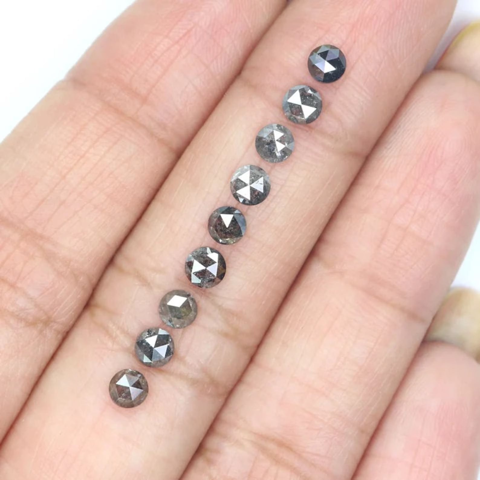 1.73 Ct Natural Loose Round Shape Diamond Salt And Pepper Round Cut Diamond 3.55 MM Natural Black Grey Color Round Rose Cut Diamond NQ2081