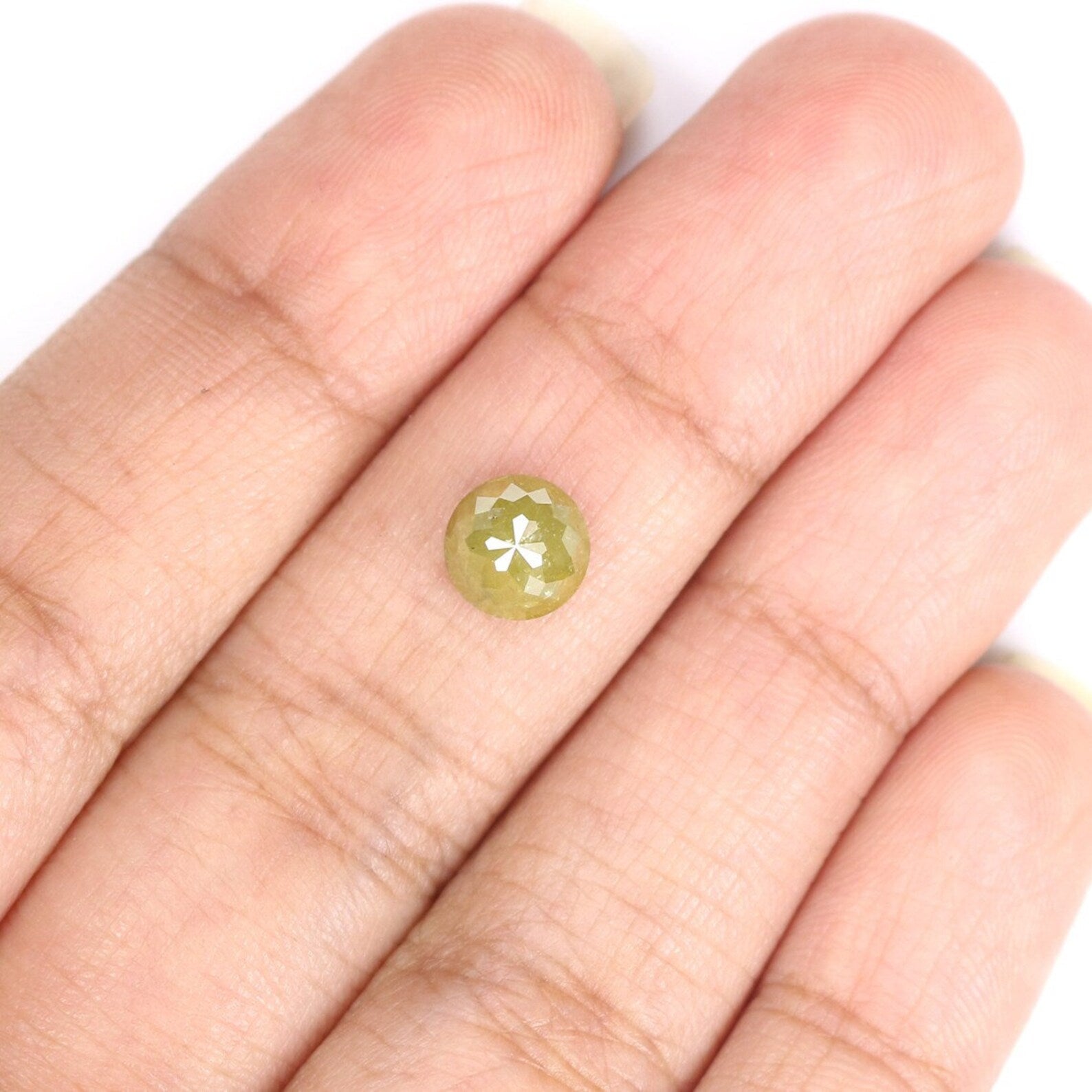 1.64 CT Natural Loose Round Shape Diamond Yellow Color Round Cut Diamond 6.60 MM Natural Diamond Green Color Round Rose Cut Diamond NQ7178