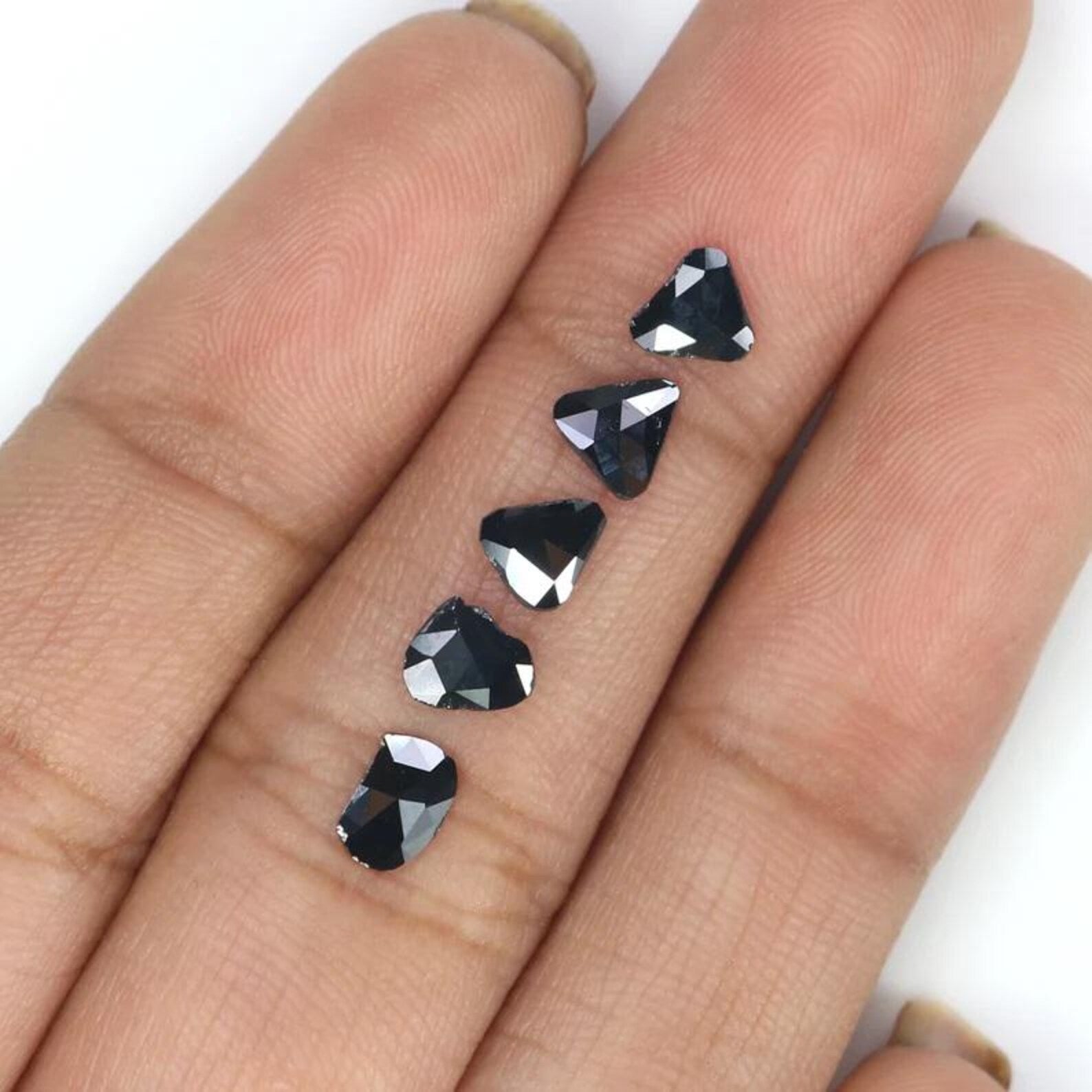 1.06 CT Natural Loose Slice Shape Diamond Black Color Irregular Cut Diamond 5.50 MM Natural Loose Black Color Slice Rose Cut Diamond NQ2230