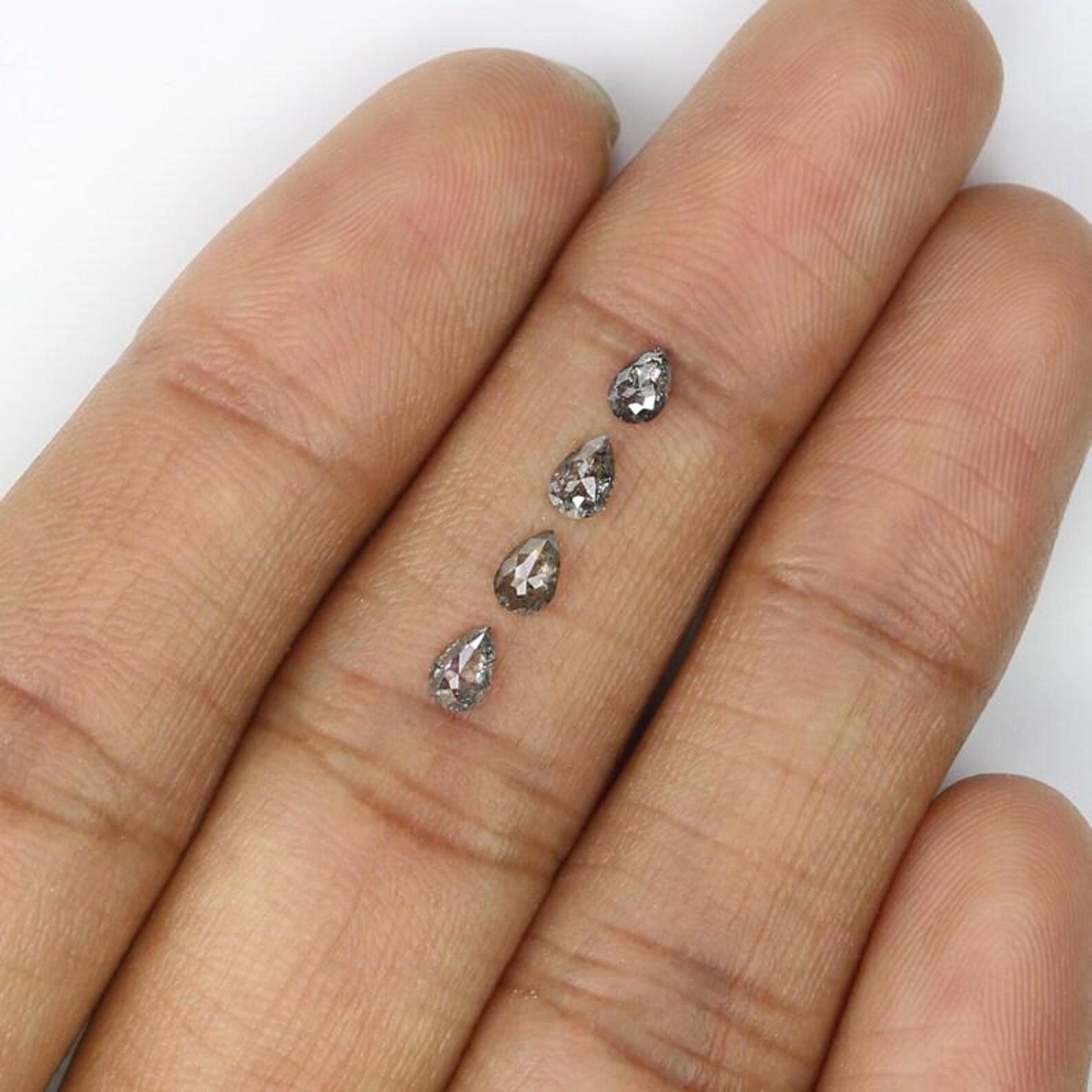 0.50 CT Natural Loose Pear Shape Diamond Salt And Pepper Pear Diamond 4.30 MM Natural Loose Black Grey Color Pear Rose Cut Diamond NQ2412