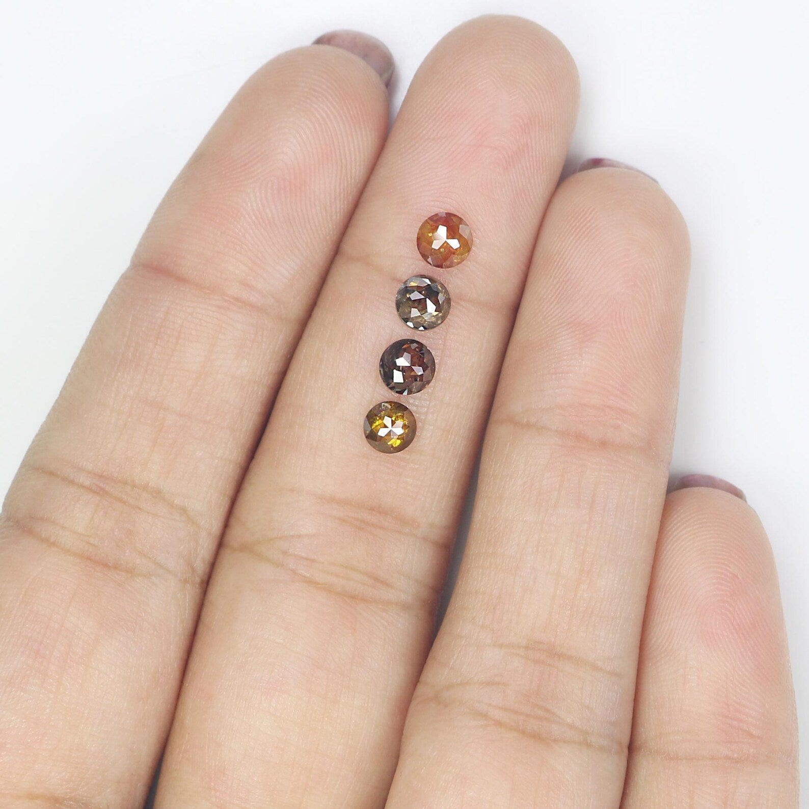 1.19 CT Natural Loose Round Cut Diamond Yellow Black Color Round Diamond 4.00 MM Natural Yellow Black Color Round Rose Cut Diamond NQ730