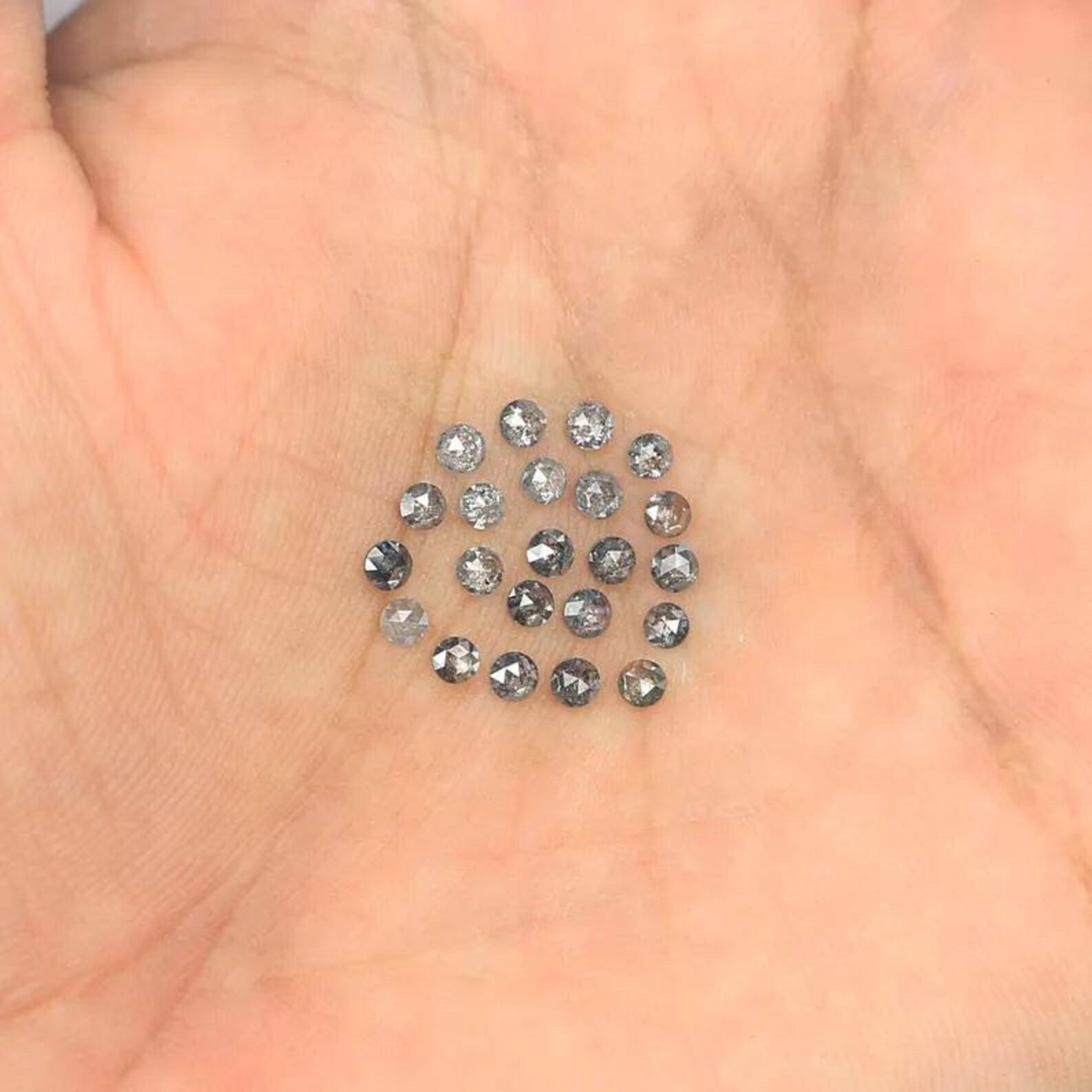 1.09 CT Natural Loose Round Rose Cut Diamond Salt And Pepper Round Diamond 2.10 MM Natural Black Grey Color Round Rose Cut Diamond NQ1792