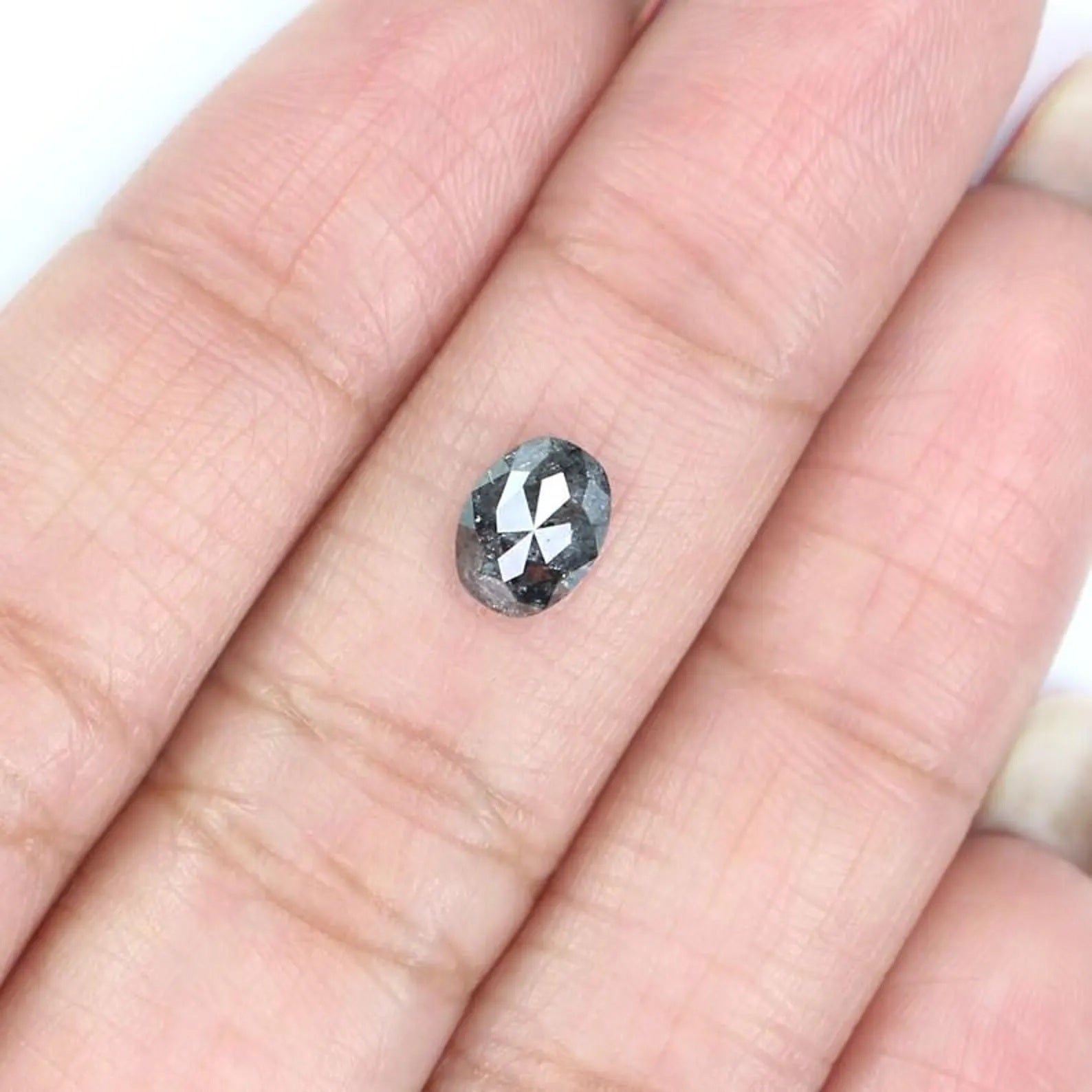 1.03 CT Natural Loose Oval Shape Diamond Salt And Pepper Oval Diamond 6.90 MM Natural Diamond Black Grey Color Oval Rose Cut Diamond NQ1352