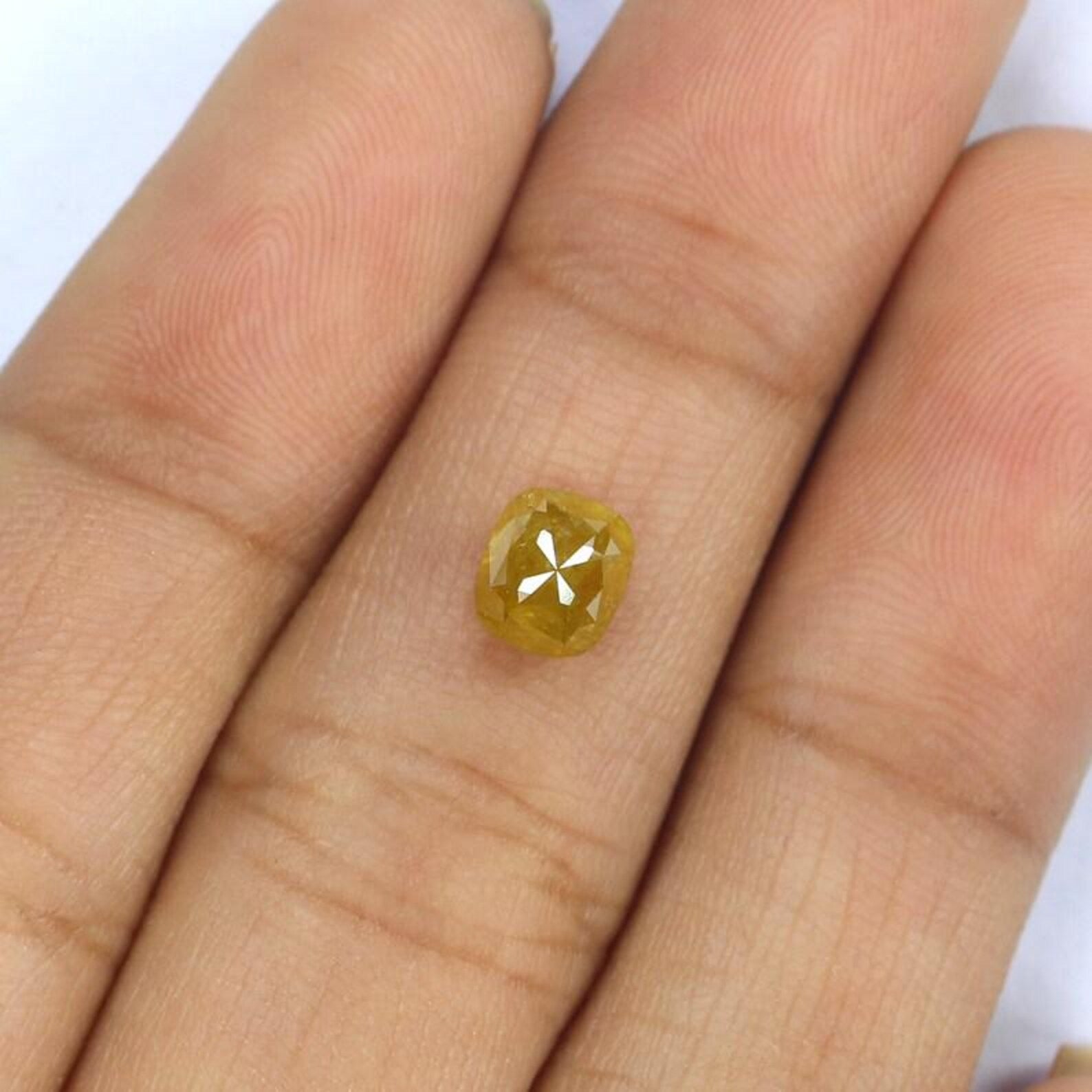 1.08 CT Natural Loose Cushion Shape Diamond Yellow Color Cushion Cut Diamond 5.60 MM Natural Loose Cushion Shape Rose Cut Diamond NQ2213