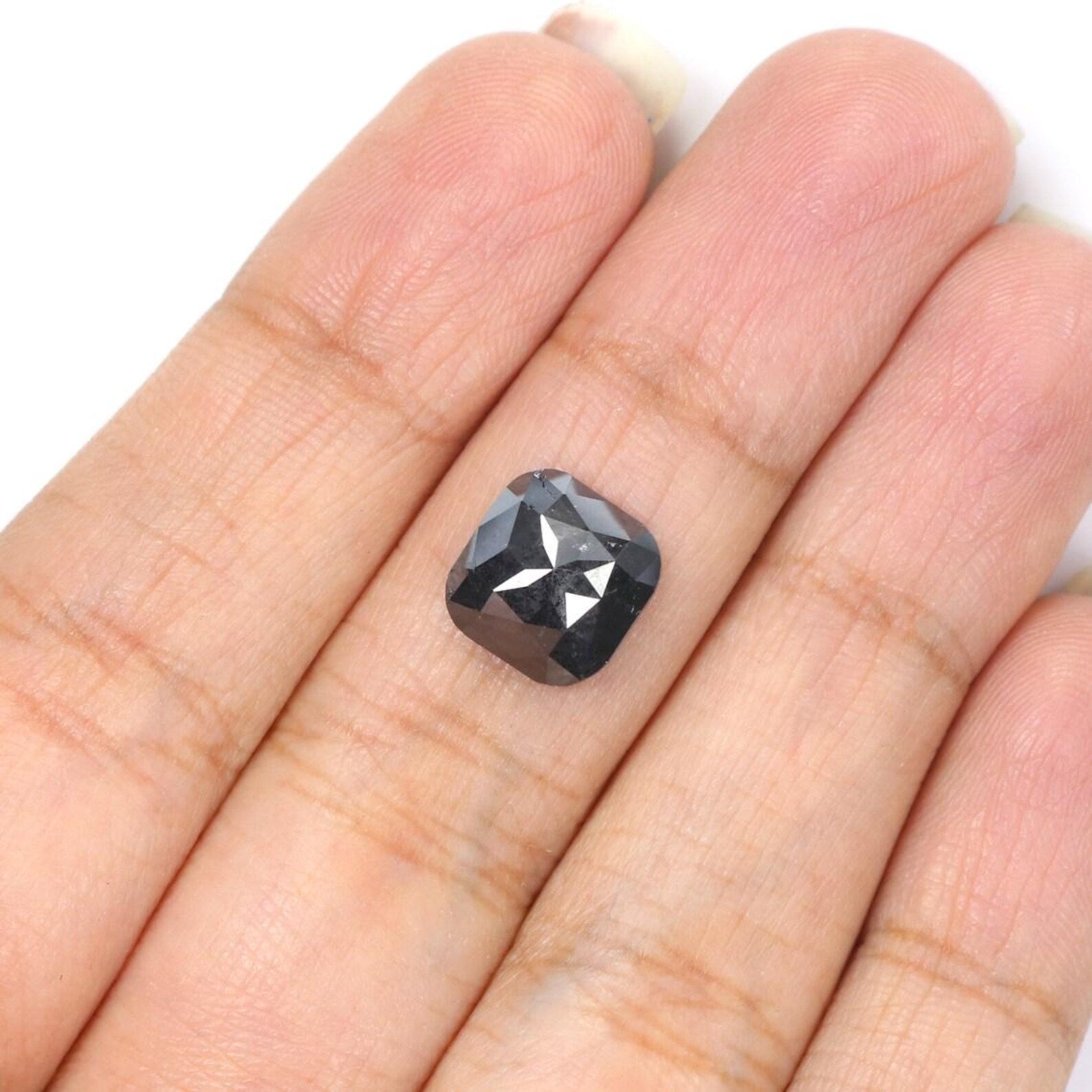 2.75 CT Natural Loose Cushion Shape Diamond Black Color Cushion Diamond 9.10 MM Natural Loose Black Color Cushion Rose Cut Diamond NQ9596