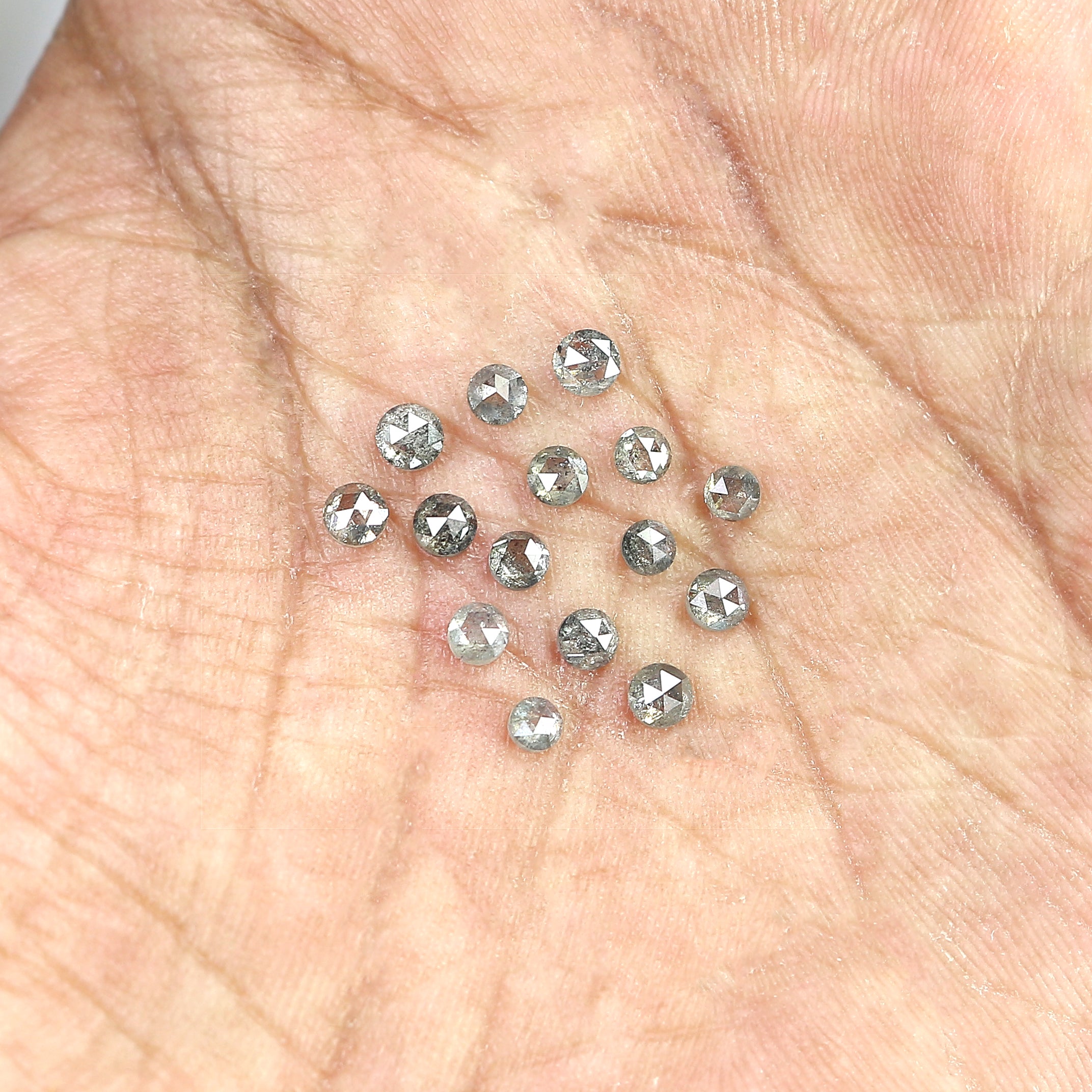 1.35 Ct Natural Loose Round Rose Cut Diamond Salt And Pepper Round Shape Diamond 2.30 MM Natural Black Grey Round Rose Cut Diamond LQ2385