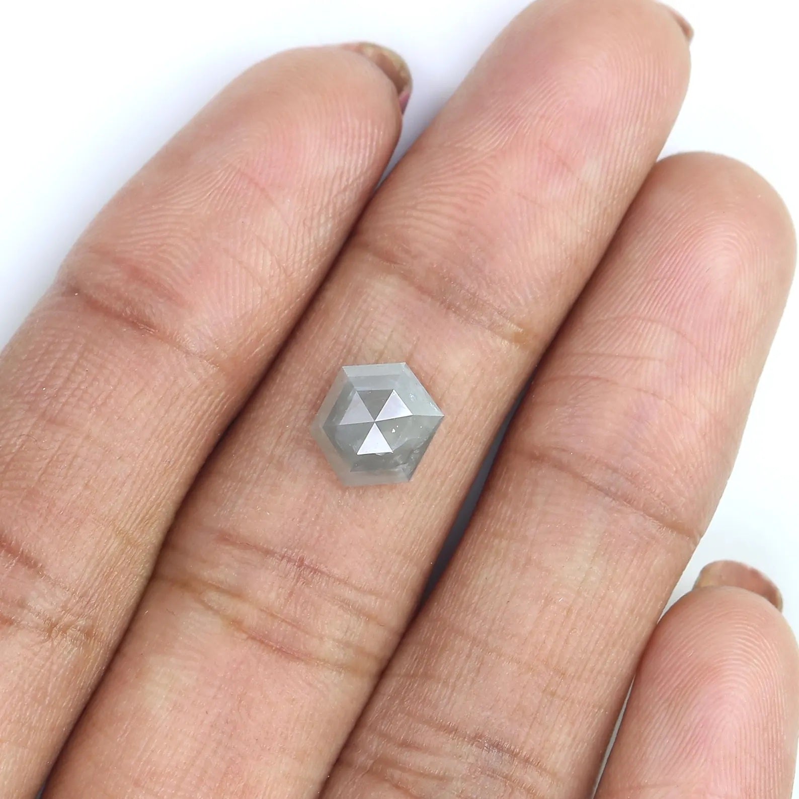 1.77 Ct Natural Loose Hexagon Shape Diamond Grey Color Hexagon Cut Diamond 8.60 MM Natural Loose Grey Color Hexagon Rose Cut Diamond NQ1389