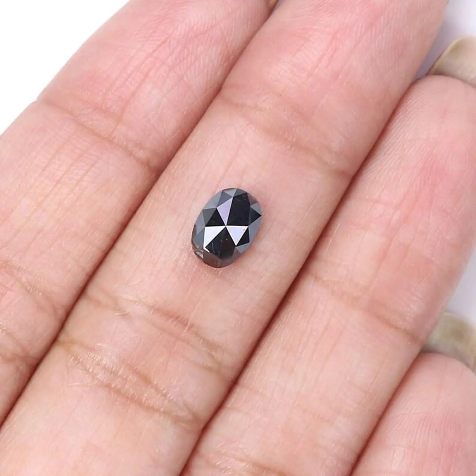 0.97 CT Natural Loose Oval Shape Diamond Black Color Oval Cut Diamond 7.05 MM Natural Loose Black Color Oval Rose Cut Diamond NQ1970