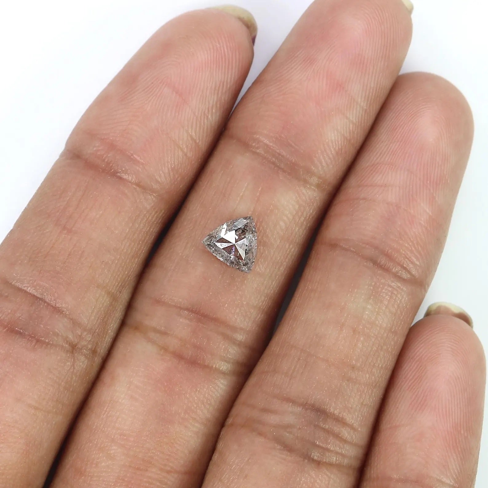 0.90 CT Natural Loose Triangle Shape Diamond Salt And Pepper Triangle Cut Diamond 6.25 MM Black Grey Color Triangle Rose Cut Diamond NQ222