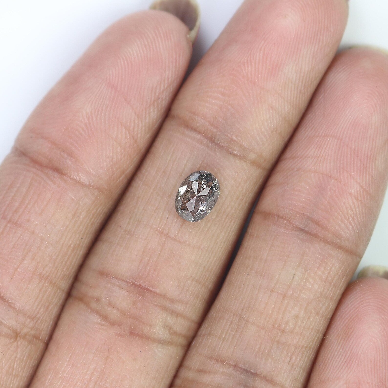 0.66 CT Natural Loose Oval Shape Diamond Salt And Pepper Diamond 6.25 MM Natural Loose Diamond Black Grey Color Oval Rose Cut Diamond QN830