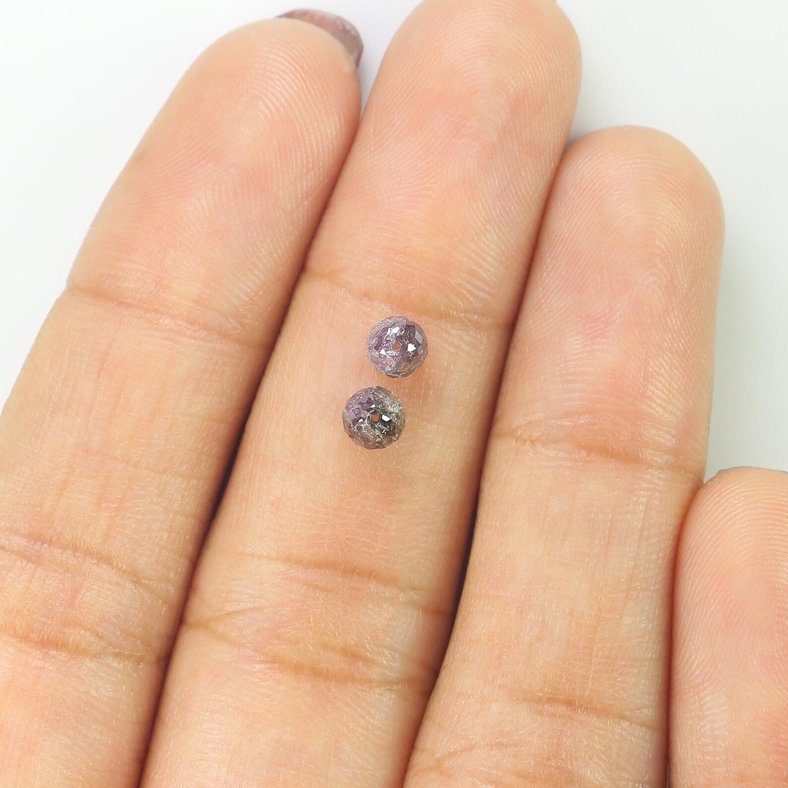 0.93 CT Natural Loose Bead Shape Pair Diamond Pink Color Bead Diamond 3.85 MM Natural Loose Diamond Pink Color Bead Rose Cut Diamond NQ728