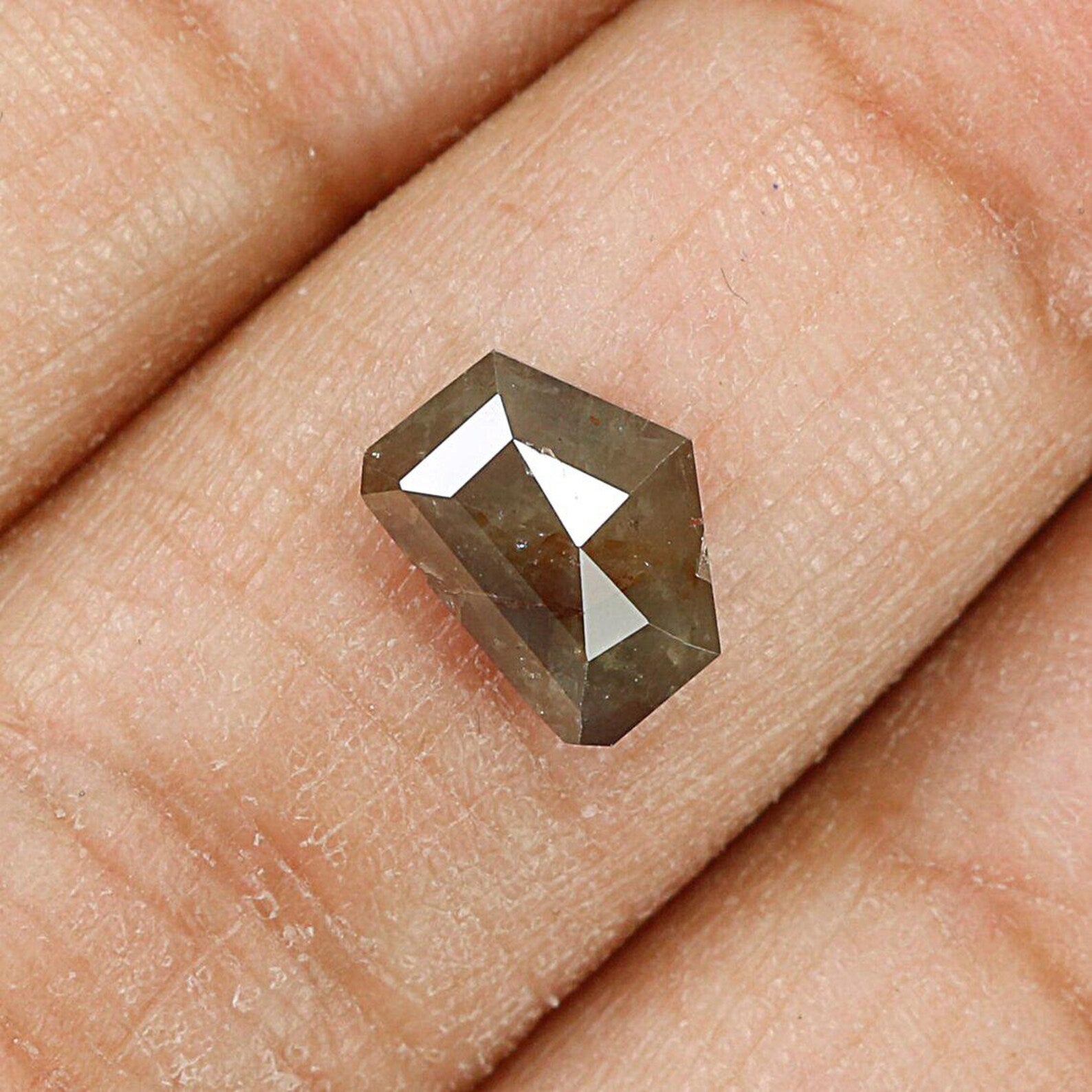 1.78 Ct Natural Loose Shield Shape Diamond Grey Color Shield Cut Diamond 8.30 MM Natural Loose Brown Color Shield Rose Cut Diamond NQ7788