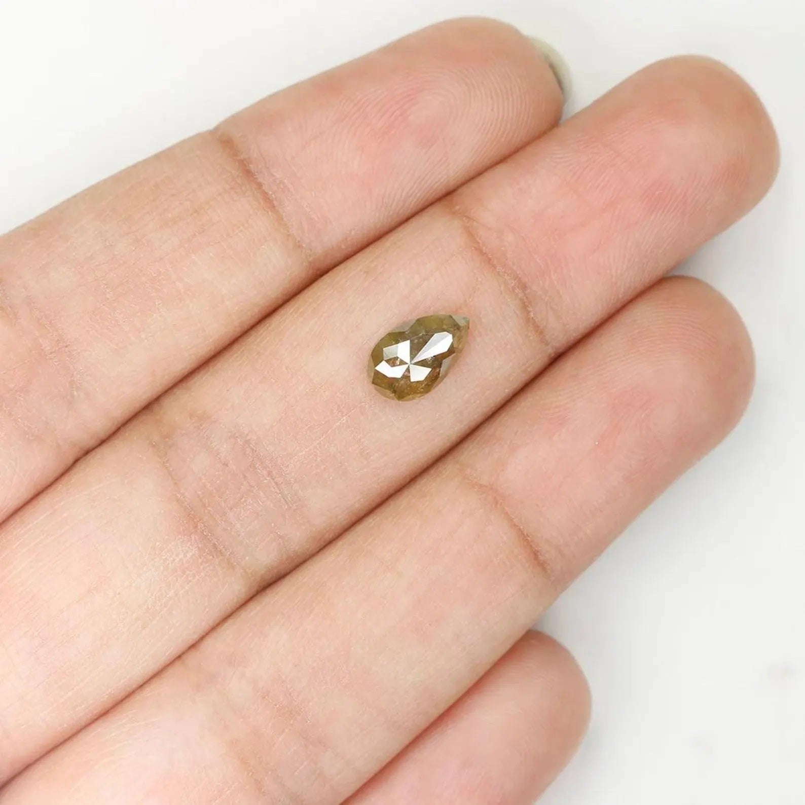 0.98 Ct Natural Loose Pear Shape Diamond Yellow Color Pear Diamond 8.20 MM Natural Loose Green Diamond Color Pear Rose Cut Diamond NQ1077