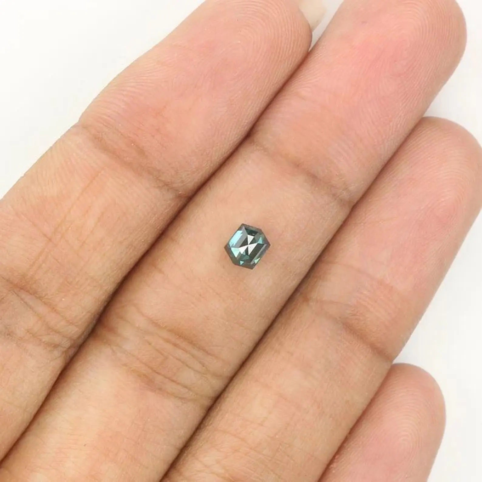 0.34 Ct Natural Loose Hexagon Shape Diamond Blue Color Hexagon Diamond 4.45 MM Natural Diamond Blue Color Hexagon Rose Cut Diamond NQ1395