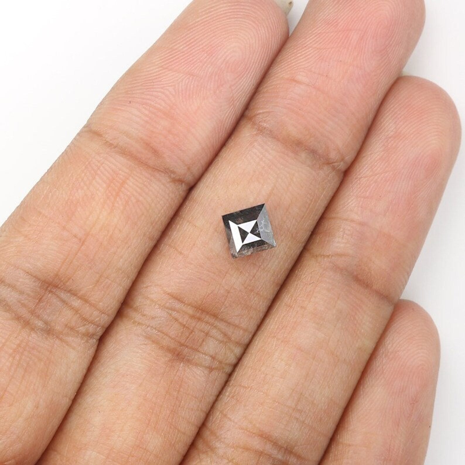 0.82 Ct Natural Loose Kite Cut Diamond Salt And Pepper Kite Cut Diamond 7.05 MM Natural Loose Black Grey Color Kite Rose Cut Diamond QN1650