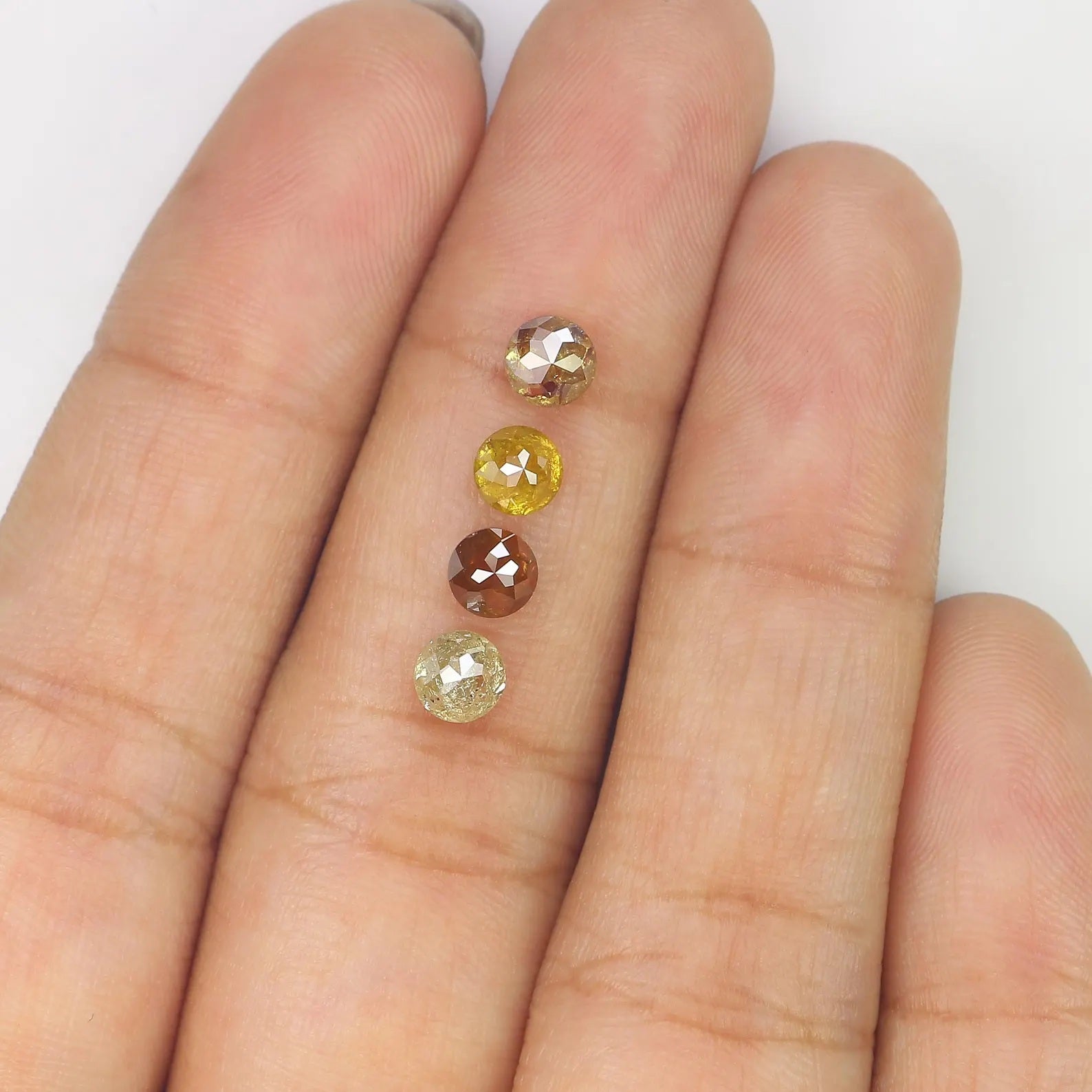 1.99 Ct Natural Loose Round Shape Diamond Yellow Color Round Cut Diamond 4.30 MM Natural Diamond Brown Color Round Rose Cut Diamond NQ1929
