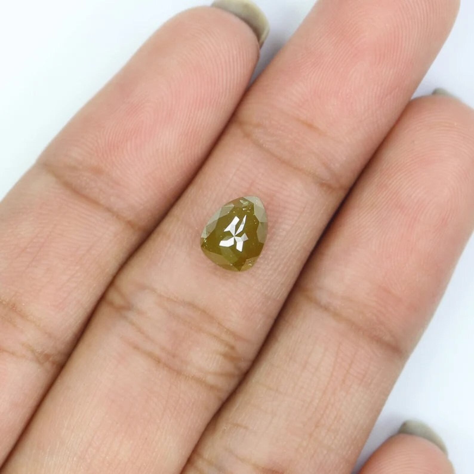 1.38 Ct Natural Loose Pear Shape Diamond Yellow Color Pear Cut Diamond 7.45 MM Natural Diamond Yellow Color Pear Rose Cut Diamond NQ9350
