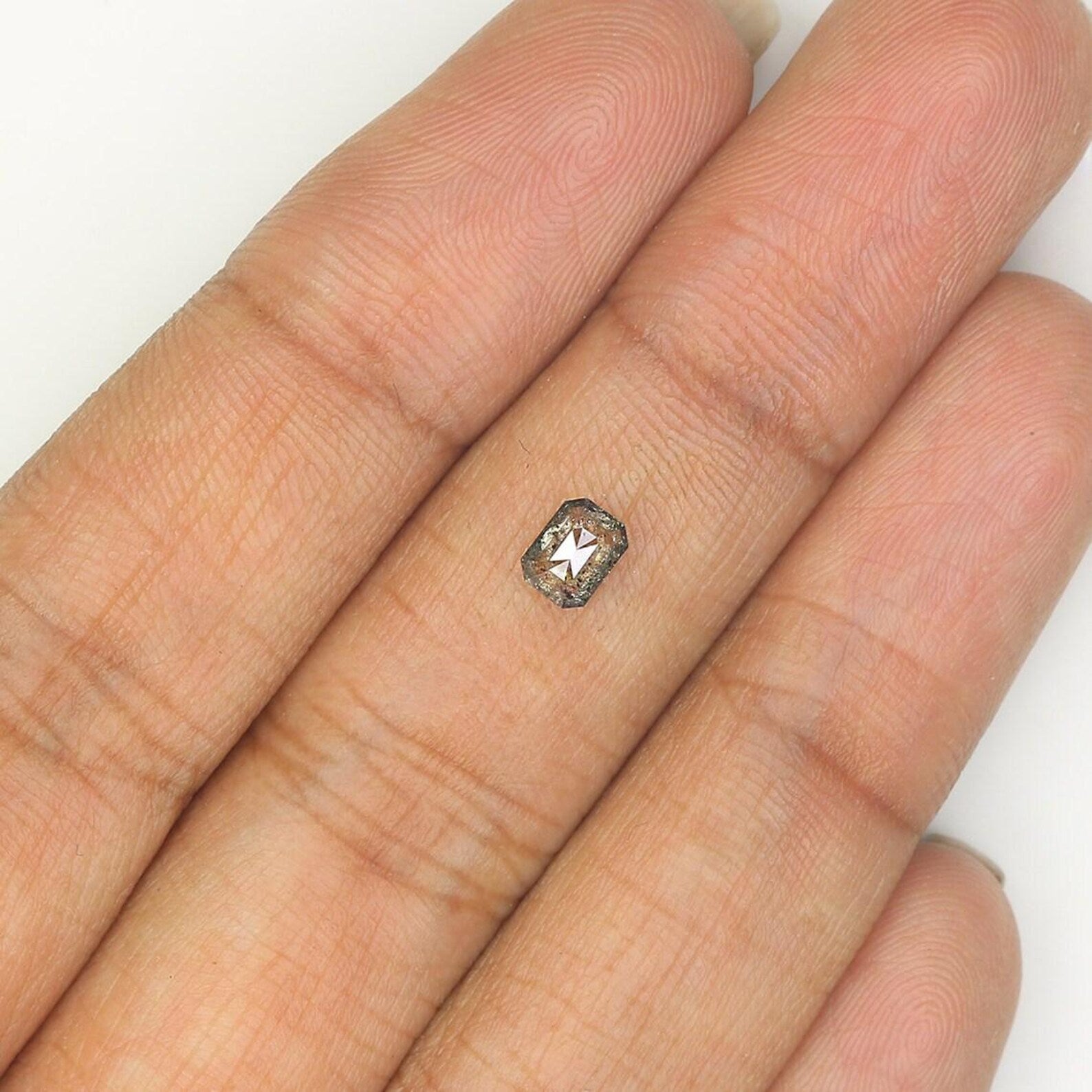 0.39 CT Natural Loose Emerald Shape Diamond Salt And Pepper Emerald Diamond 4.70 MM Natural Black Grey Color Emerald Rose Cut Diamond NQ1510