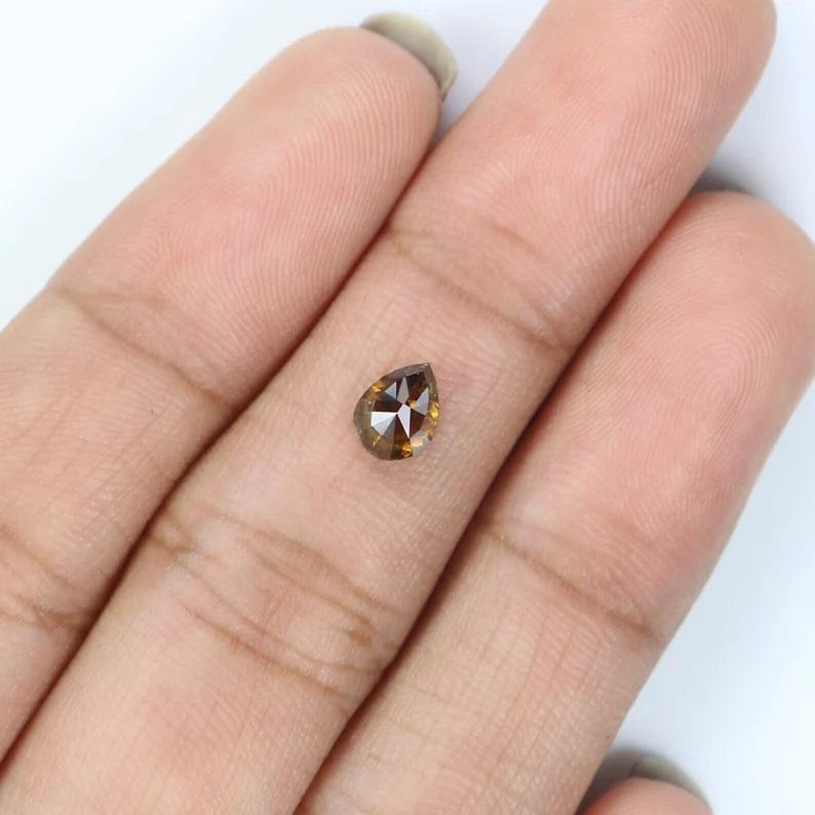 0.56 CT Natural Loose Pear Shape Diamond Brown Color Pear Cut Diamond 5.90 MM Natural Loose Diamond Brown Color Pear Rose Cut Diamond NQ9193