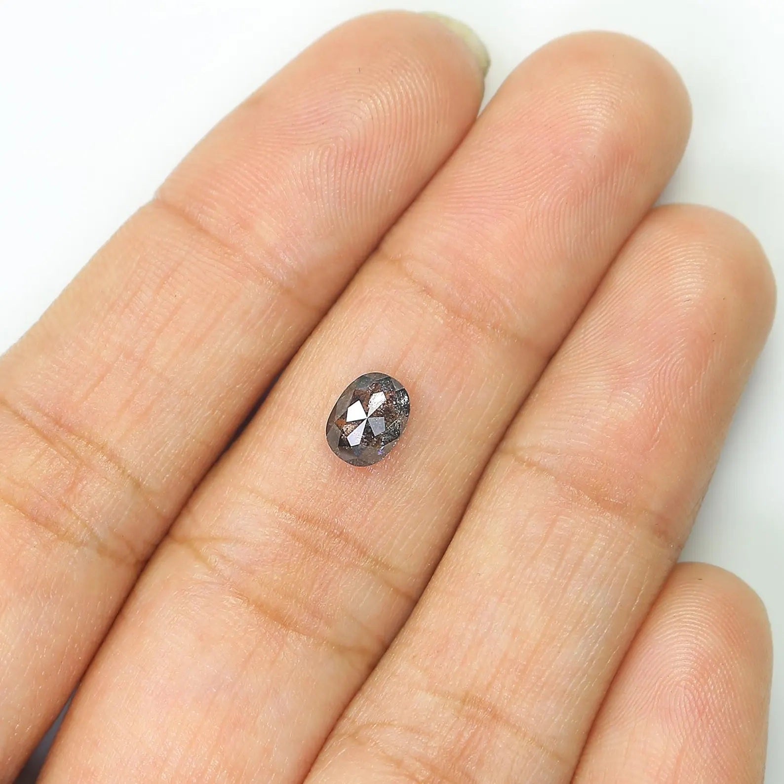 0.75 Ct Natural Loose Oval Shape Diamond Salt and Pepper Oval Cut Diamond 6.35 MM Natural Loose Black Grey Color Oval Rose Cut Diamond NQ933