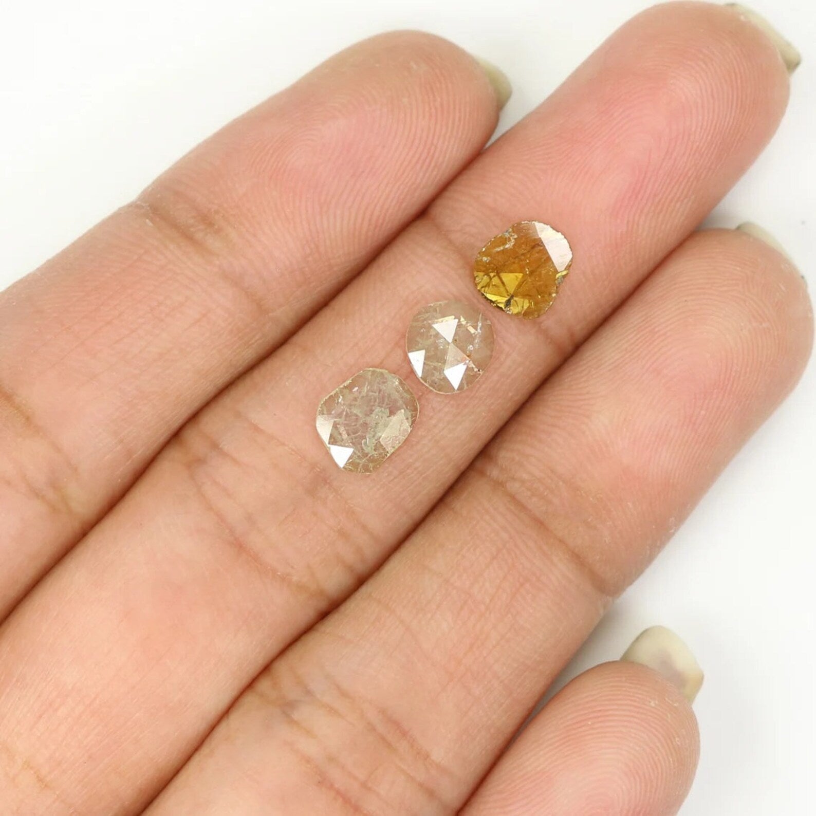 1.04 CT Natural Loose Slice Shape Diamond Yellow Grey Color Slice Diamond 6.05 MM Slice Diamond Irregular Cut Slice Rose Cut Diamond NQ1678