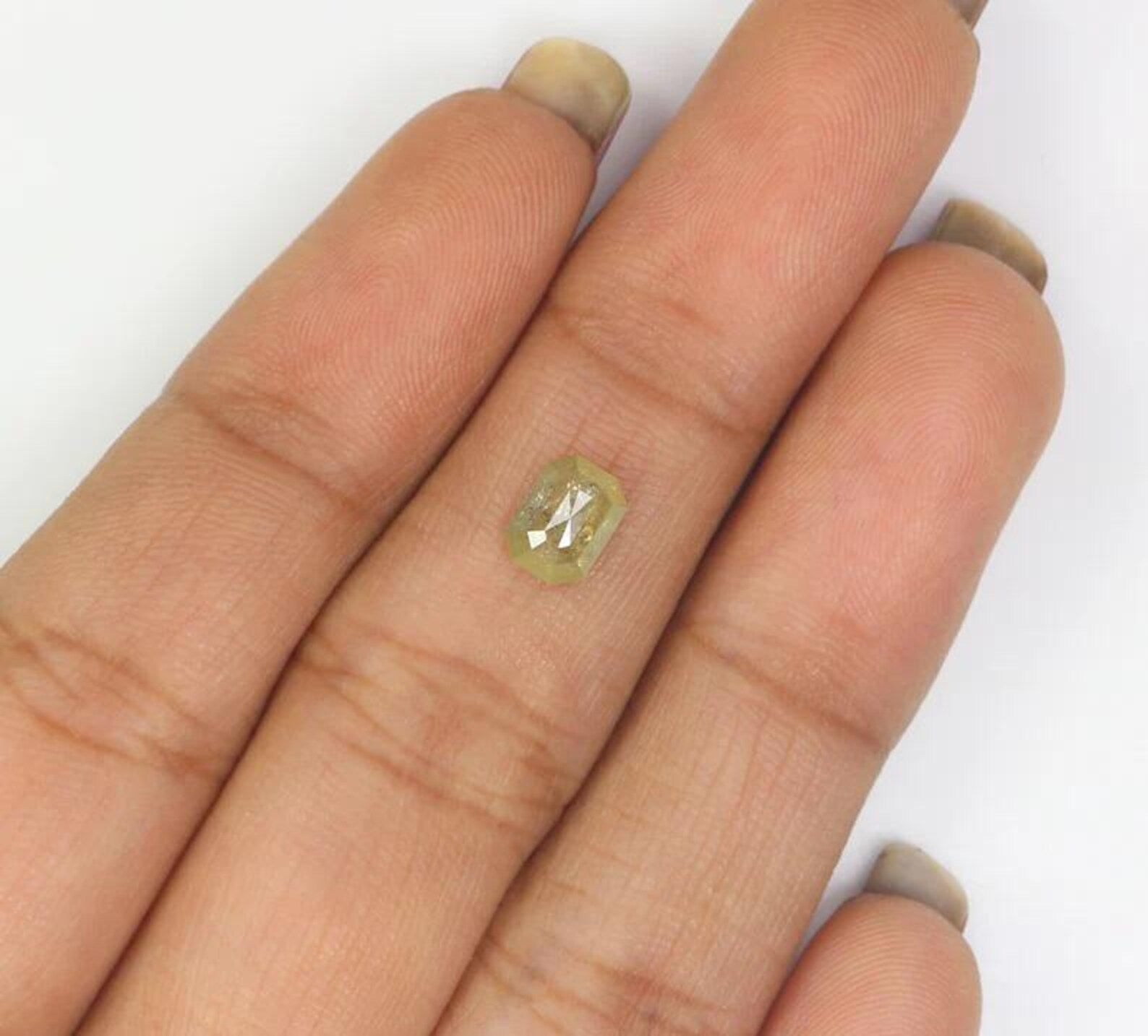 0.59 CT Natural Loose Emerald Shape Diamond Yellow Color Emerald Diamond 6.10 MM Natural Loose Green Color Emerald Rose Cut Diamond NQ8710