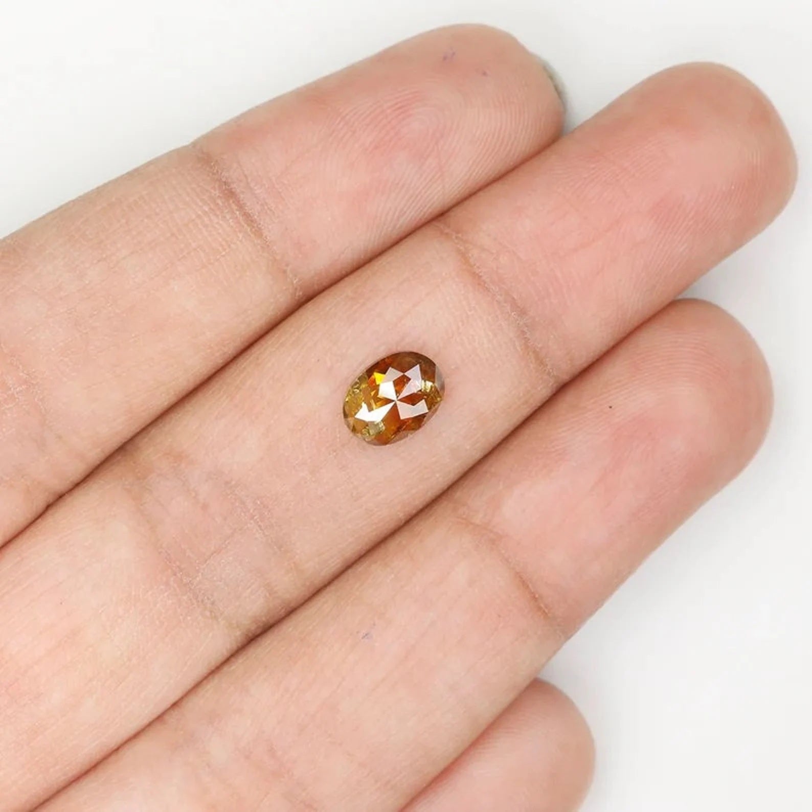 0.91 Ct Natural Loose Oval Shape Diamond Brown Yellow Color Oval Cut Diamond 7.05 MM Natural Brown Yellow Color Oval Rose Cut Diamond QN1052
