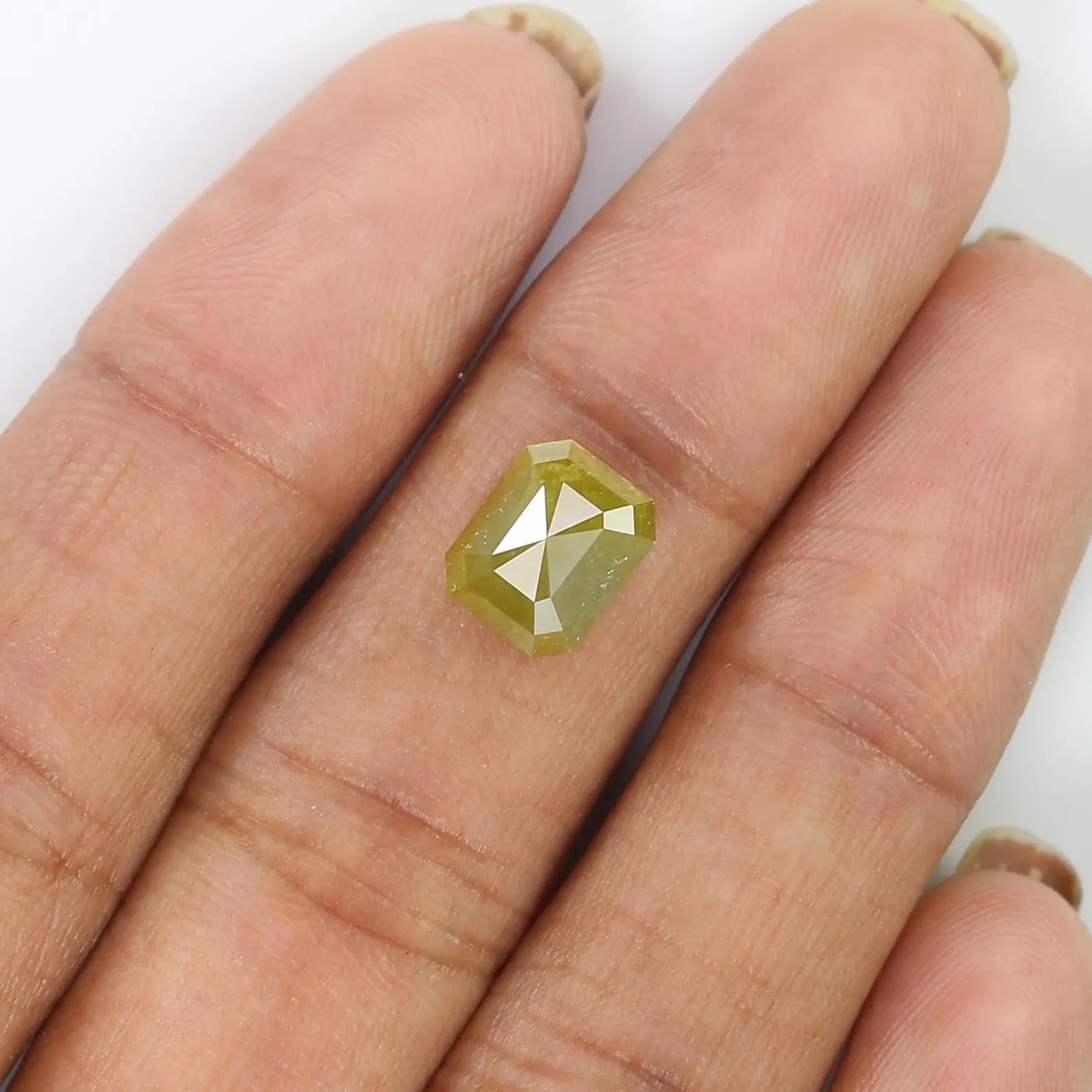 2.85 CT Natural Loose Emerald Shape Diamond Yellow Color Emerald Diamond 8.60 MM Natural Diamond Yellow Color Emerald Rose Cut Diamond QN157