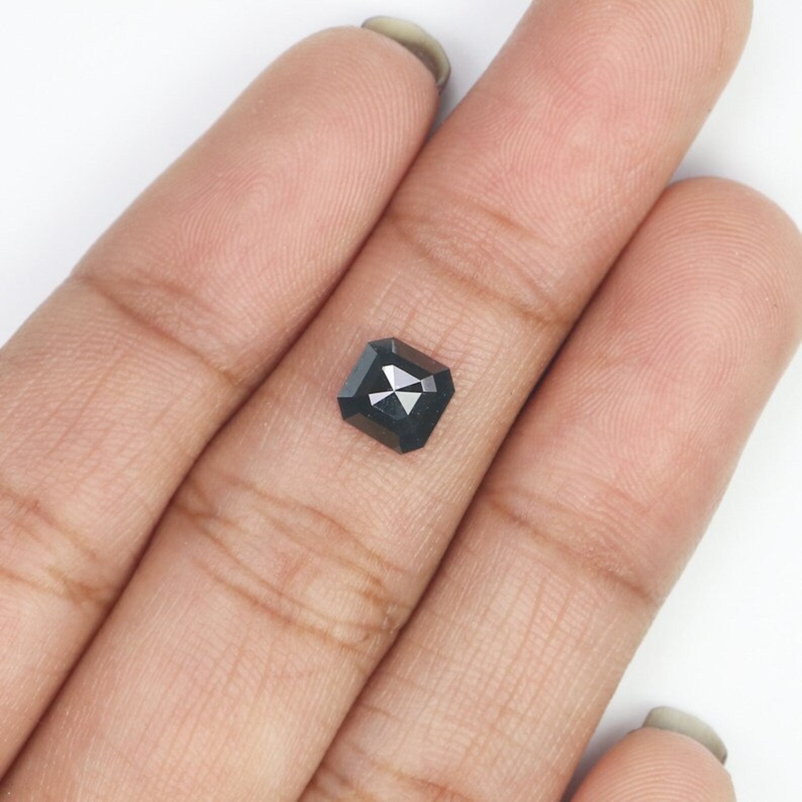 1.06 CT Natural Loose Emerald Shape Diamond Salt And Pepper Emerald Diamond Diamond 5.85 MM Black Grey Color Emerald Rose Cut Diamond QN9247