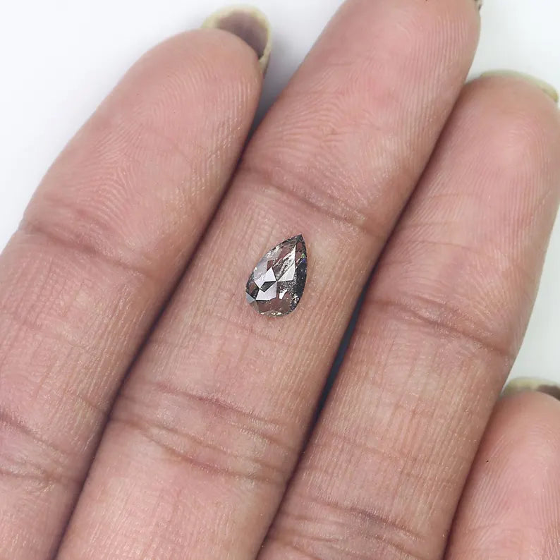 0.57 CT Natural Loose Pear Shape Diamond Salt And Pepper Pear Cut Diamond 7.60 MM Natural Loose Diamond Pear Shape Rose Cut Diamond QN968